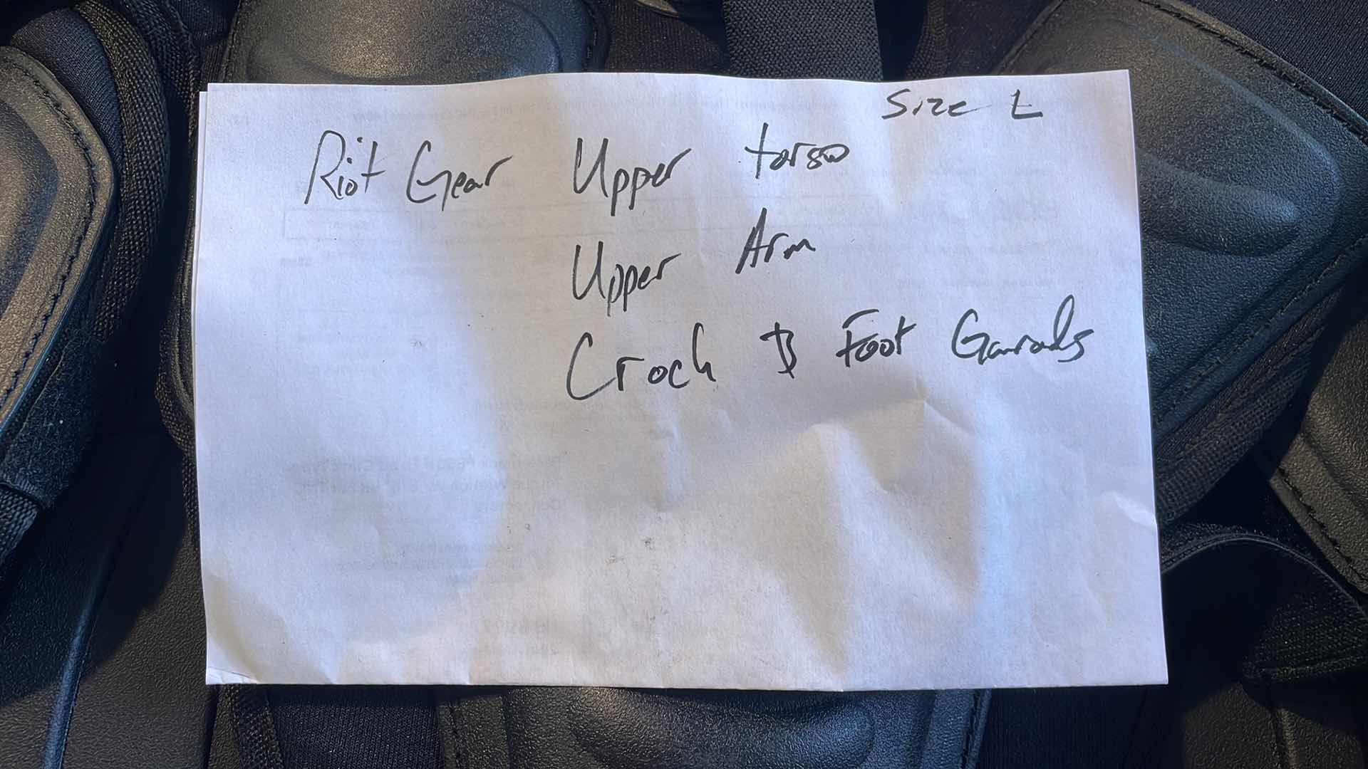 Photo 1 of RIOT GEAR SIZE LARGE INCOMPLETE SETS PARTS ONLY