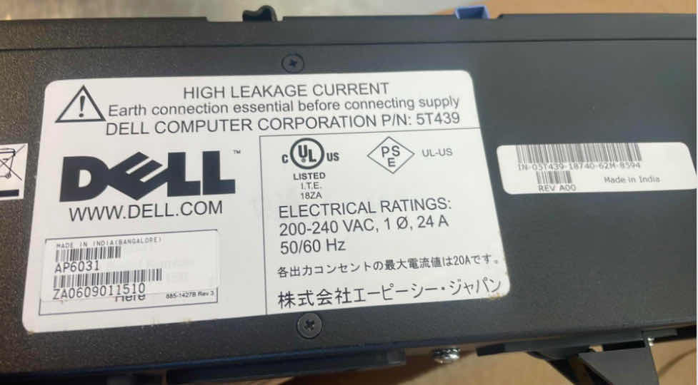 Photo 1 of DELL RAPID POWER POWER DISTRIBUTION UNIT PDU 200/240 VOLT AP6031