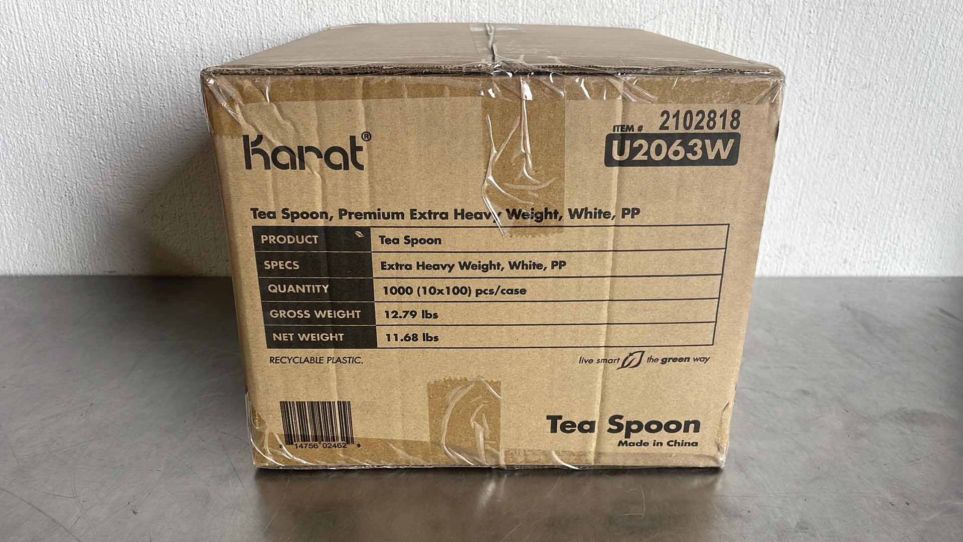 Photo 1 of KARAT U2063W PP PREMIUM EXTRA HEAVY WEIGHT TEA SPOONS - WHITE (CASE OF 1000)