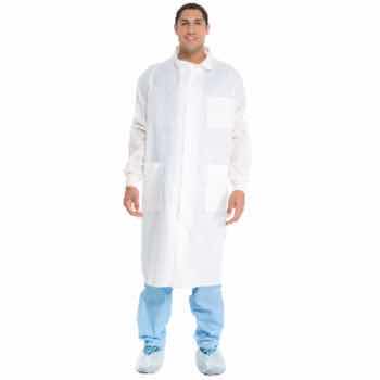 Photo 1 of KIMBERLY-CLARK UNIVERSAL PRECAUTIONS LAB JACKET, WHITE SIZE LARGE, PROTECTIVE CASE OF 25