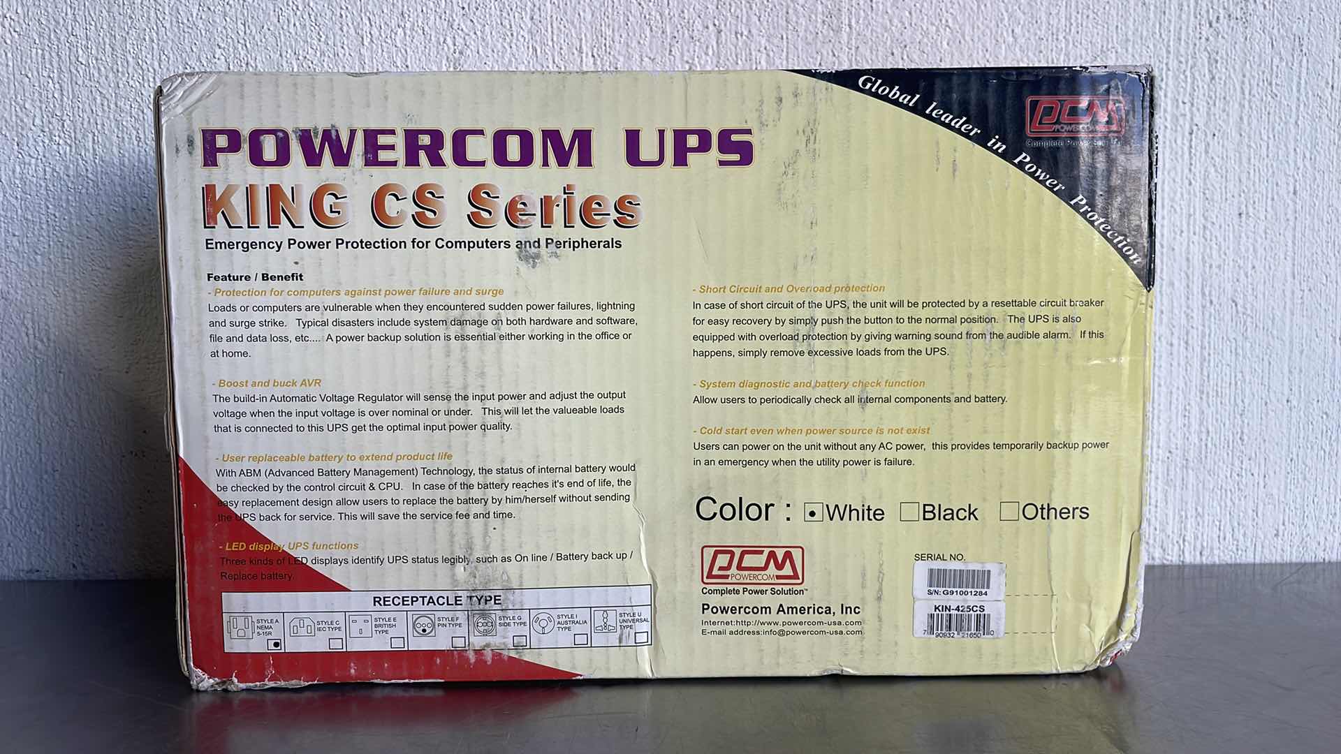 Photo 3 of POWERCOM UPS KING CS SERIES KIN-425CS EMERGENCY POWER PROTECTION 6 OUTLET
