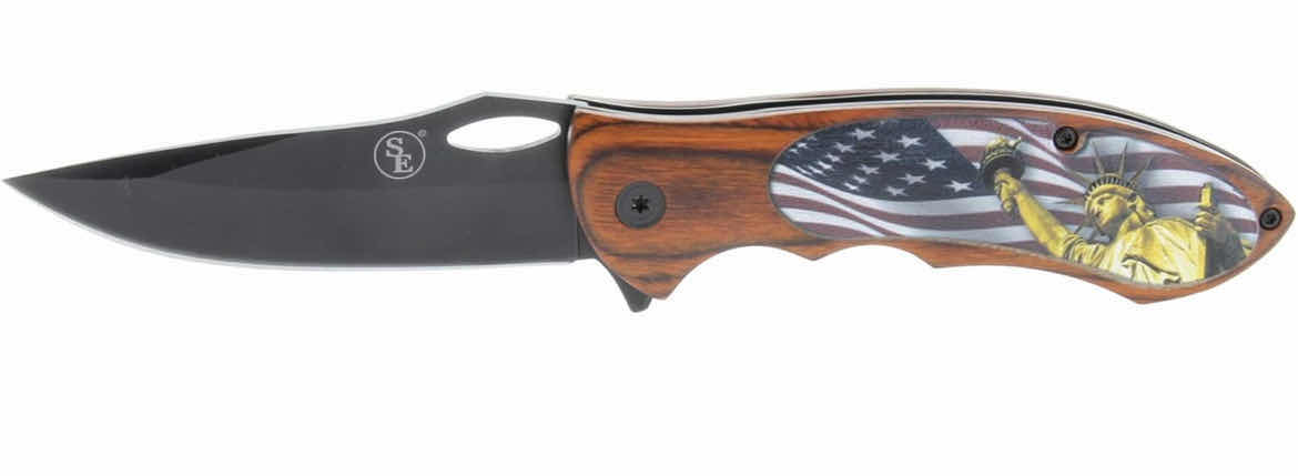 Photo 1 of SE SPRING ASSISTED DROP POINT FOLDING KNIFE WITH STATUE OF LIBERTY DESIGN - KFD20018-5 (4)