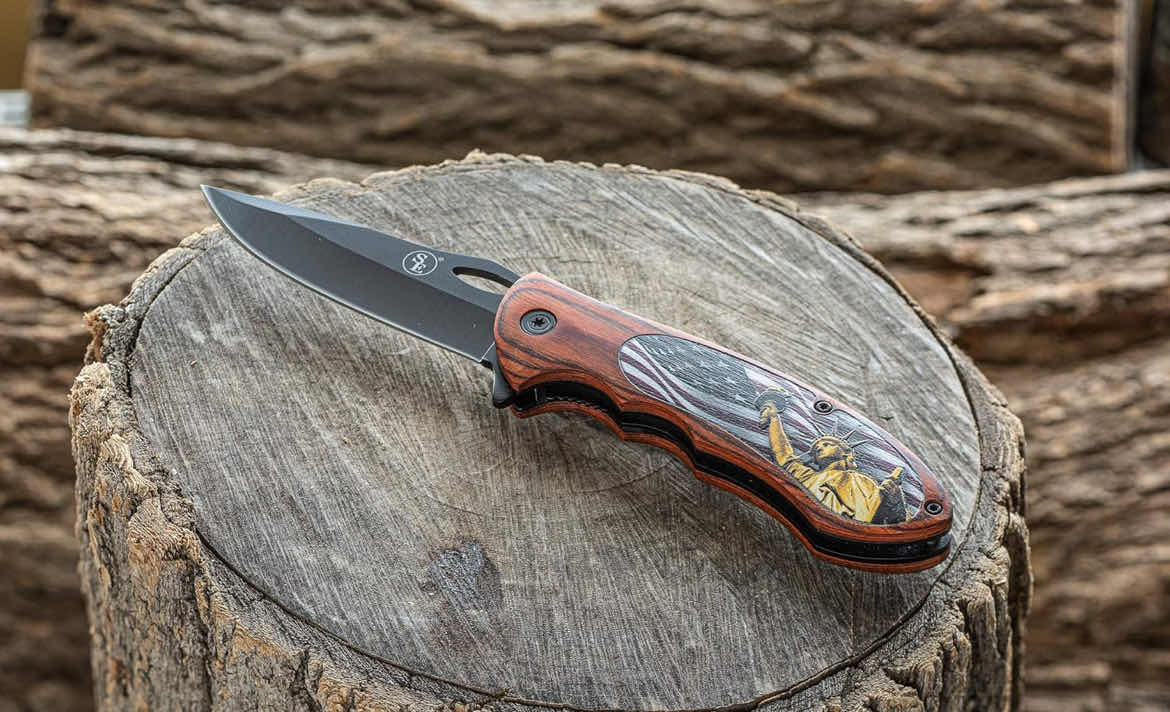 Photo 2 of SE SPRING ASSISTED DROP POINT FOLDING KNIFE WITH STATUE OF LIBERTY DESIGN - KFD20018-5 (4)