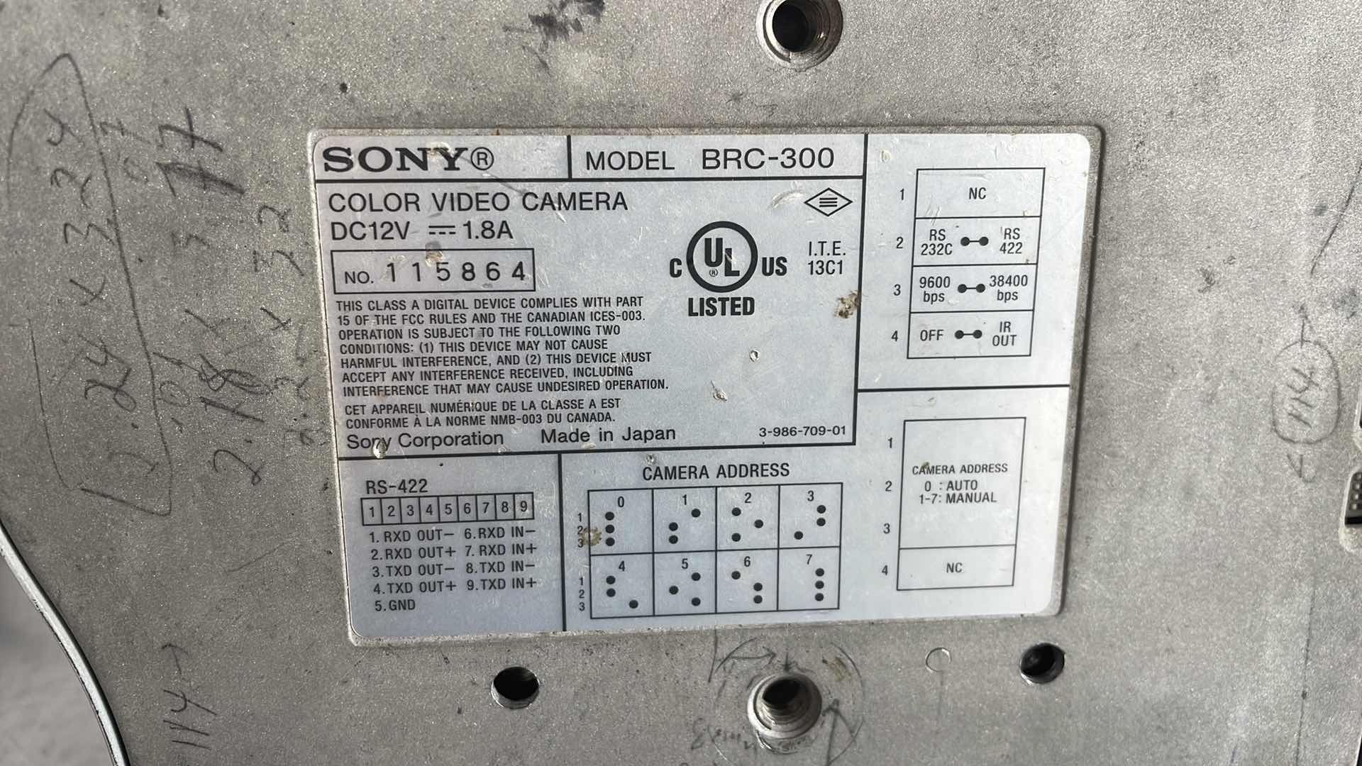 Photo 4 of SONY BRC300 NTSC 1/4.7 3CCD PAN/TILT/ZOOM COLOR VIDEO CAMERA