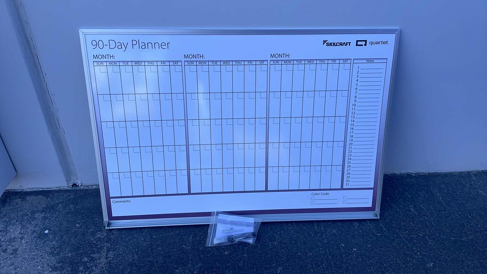 Photo 2 of QUARTET®/SKILCRAFT® DRY ERASE 90-DAY CONTROL PLANNER BOARD