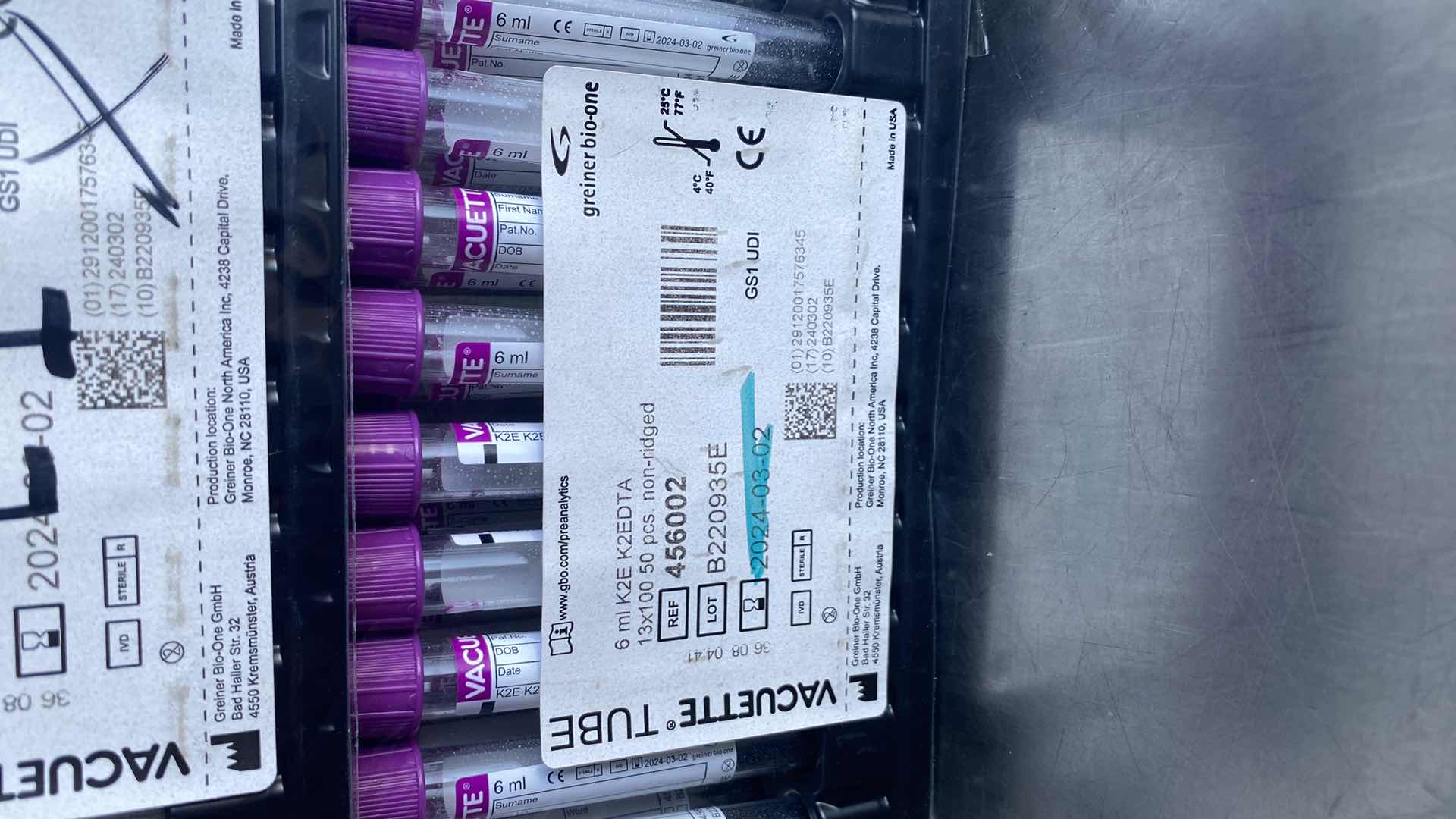 Photo 1 of GREINER BIO-ONE VACUETTE™ K2EDTA BLOOD COLLECTION TUBES 456002 (100)