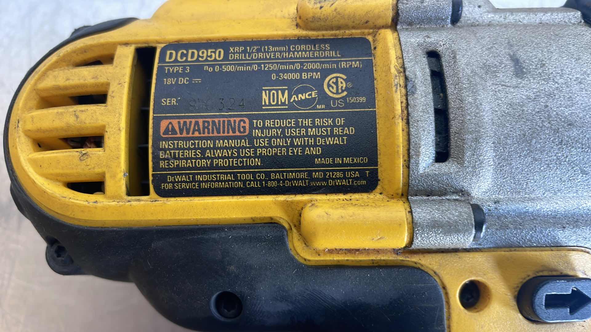 Photo 3 of DEWALT 18V XRP 1/2” CORDLESS DRILL/DRIVER/HAMMERDRILL DCD950 & DEWALT 18V VARIABLE SPEED RECIPROCATING SAW DC385