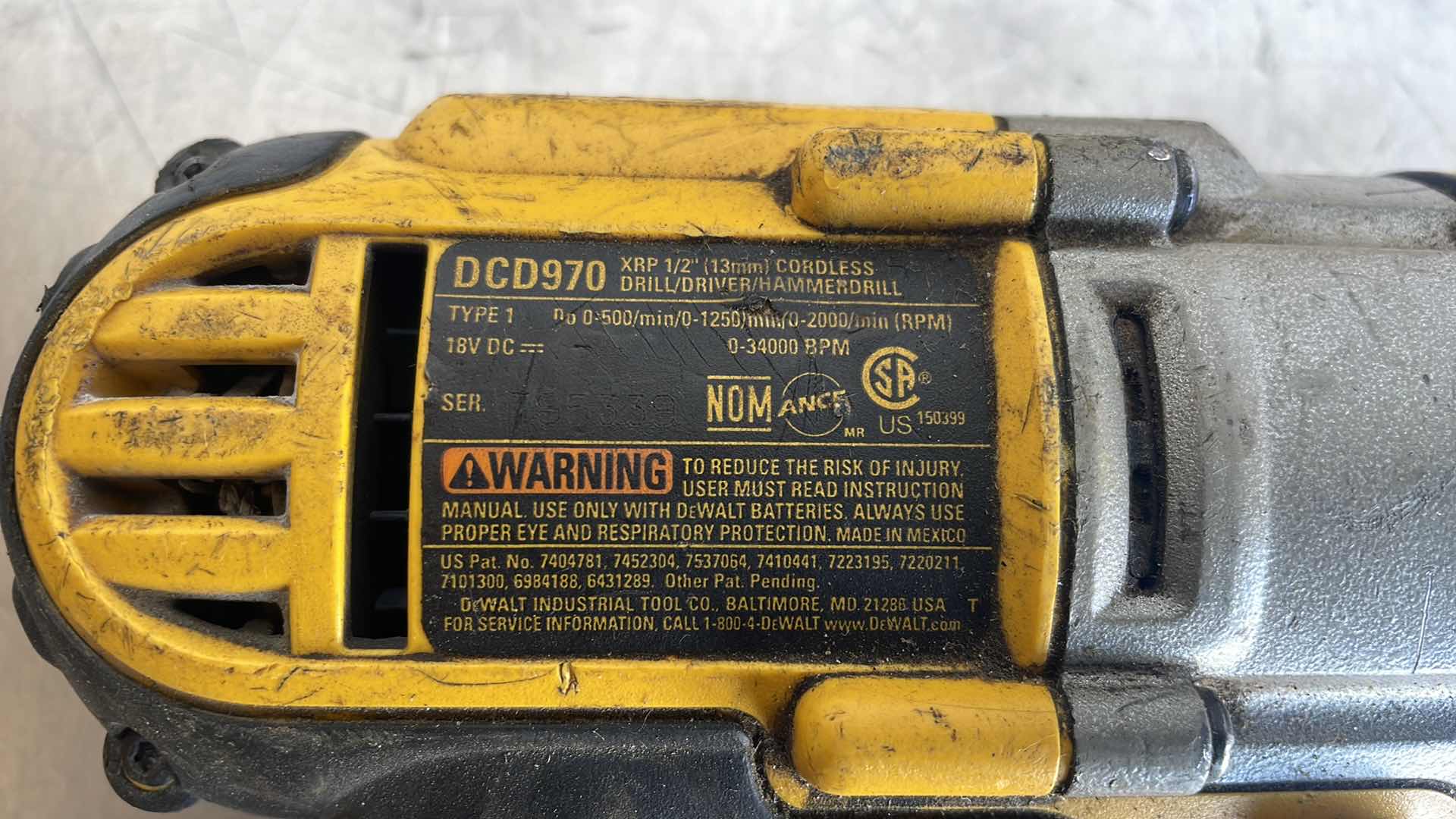 Photo 4 of DEWALT 18V XRP 1/2” CORDLESS DRILL/DRIVER/HAMMERDRILL DCD970 &amp; DEWALT 18V VARIABLE SPEED RECIPROCATING SAW DC385