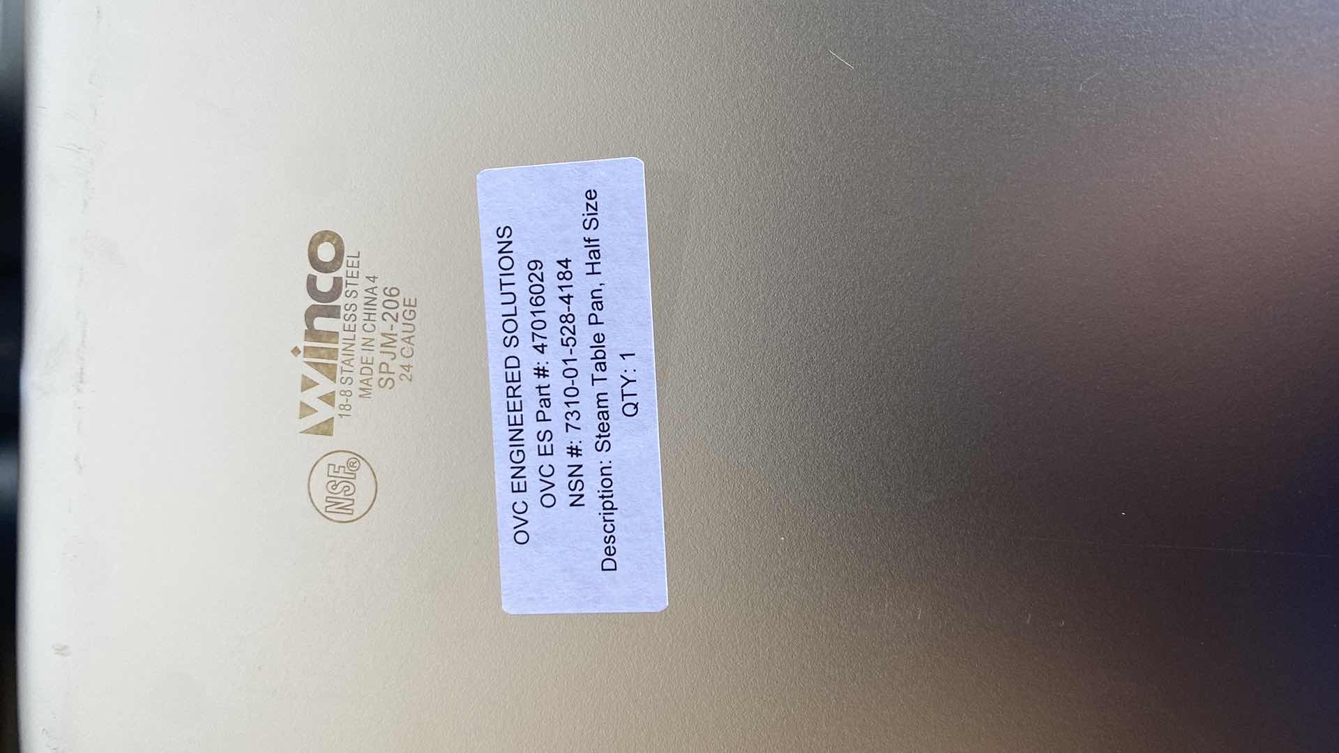 Photo 3 of WINCO STAINLESS STEEL STEAM TABLE PAN, HALF SIZE 
(3)