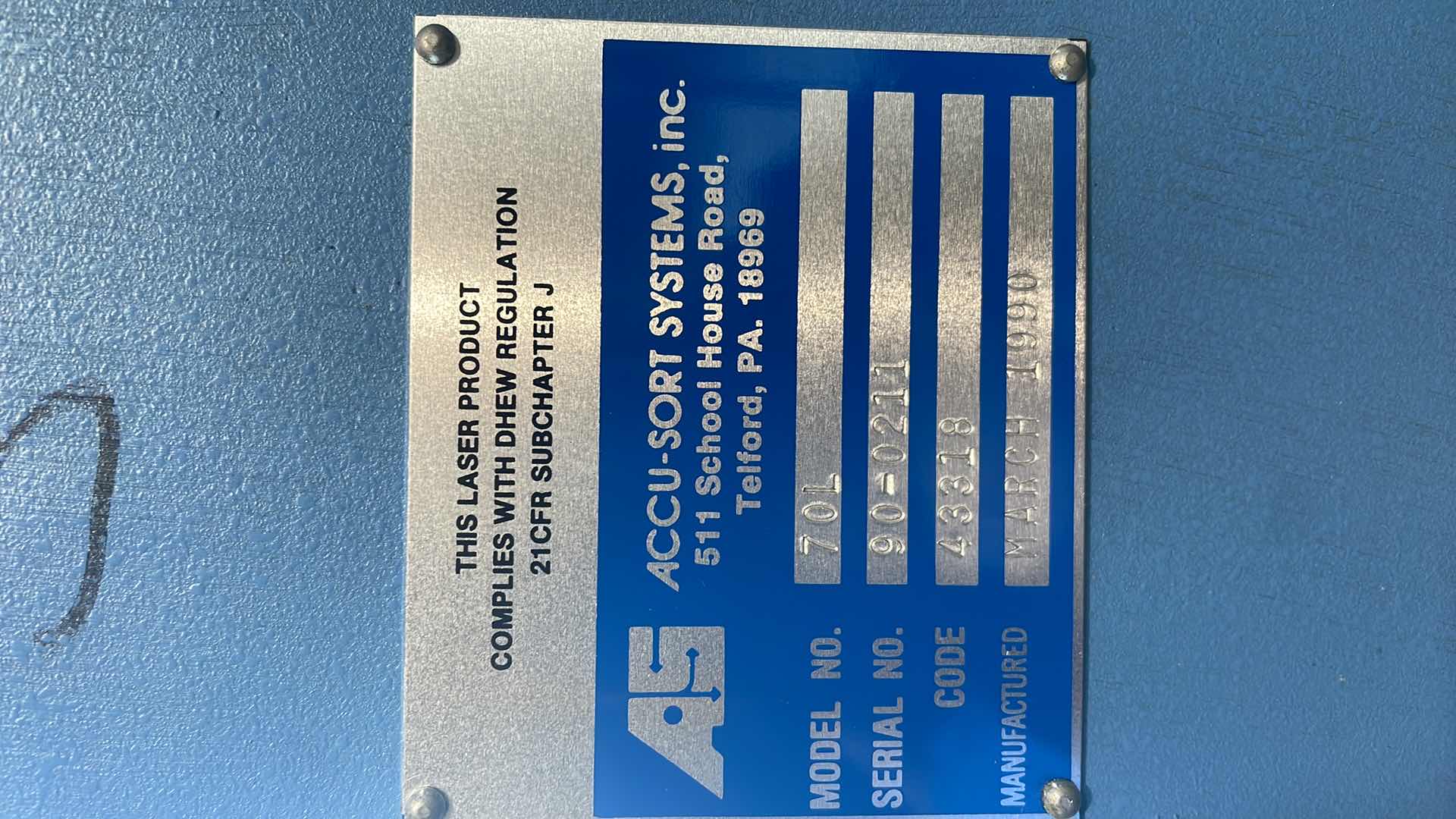 Photo 1 of ACCU-SORT MODEL-70 LASER  70