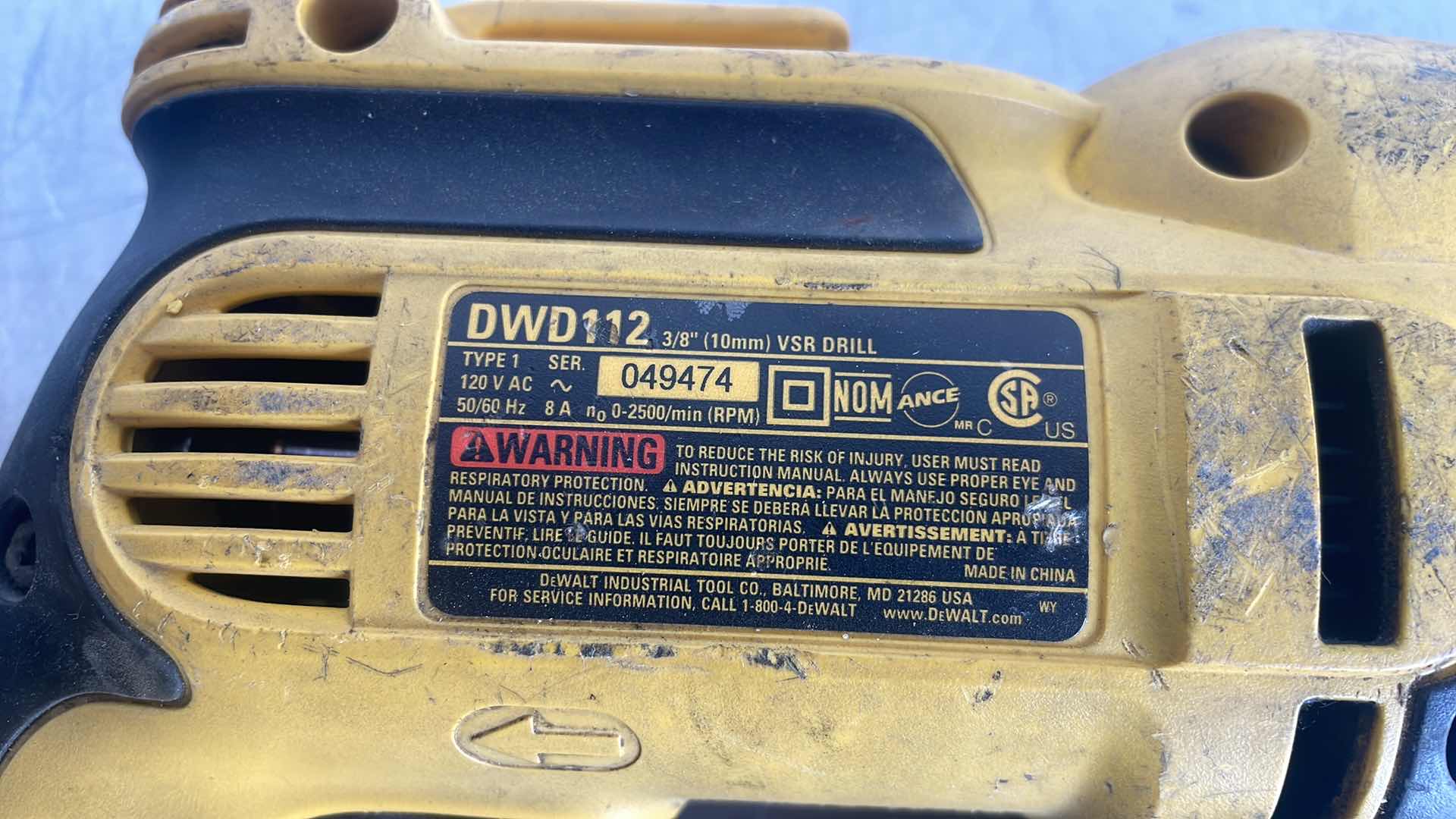Photo 1 of DEWALT 3/8” VSR DRILL DWD112
