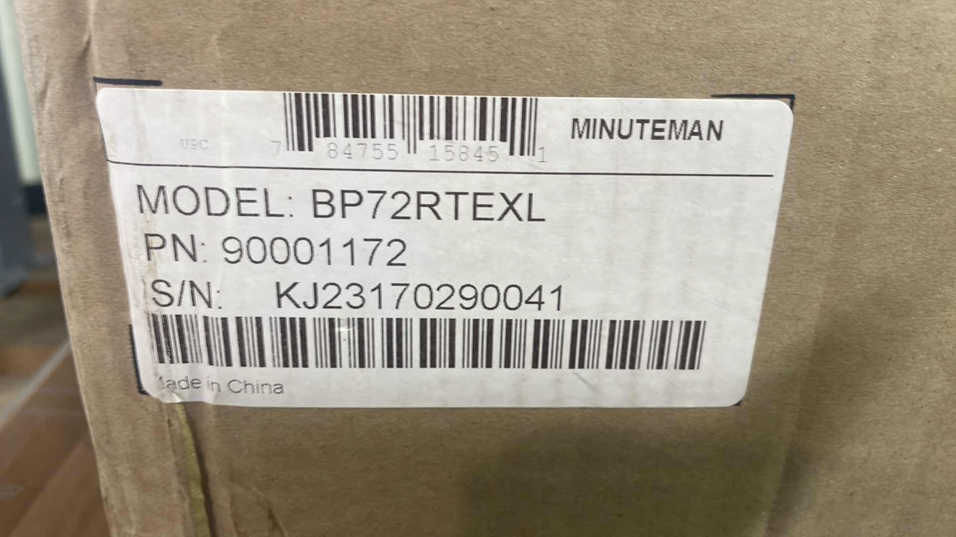 Photo 1 of MINUTEMAN UPS
BP72RTEXL HIGH CAPCITY EXTERNAL BATTERY PACK FOR ED3000RTXL2U, E2000RTXL2U E3000RTXL2U E3000RTXLT2U ED3000RMT2U