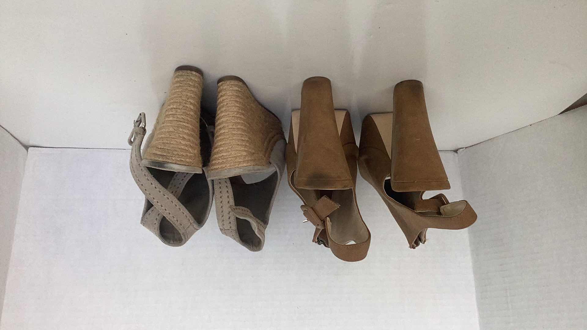 Photo 1 of TWO PAIRS OF WEDGE SANDALS SIZE 8 AND 8.5