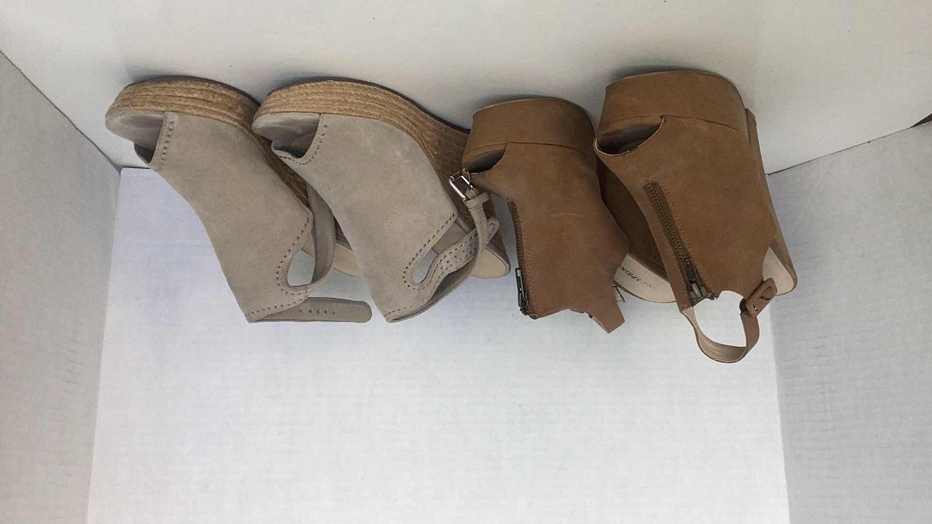 Photo 1 of TWO PAIRS OF WEDGE SANDALS SIZE 8 AND 8.5