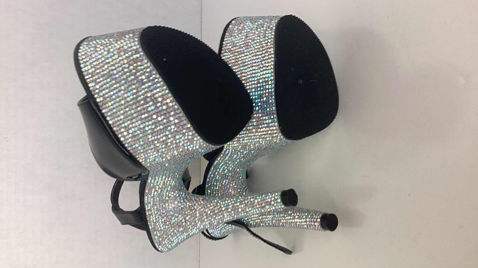 Photo 1 of PLEASER WOMENS BEJEWELED ANKLE STRAP 7” SIZE 8.5 HEEL $200