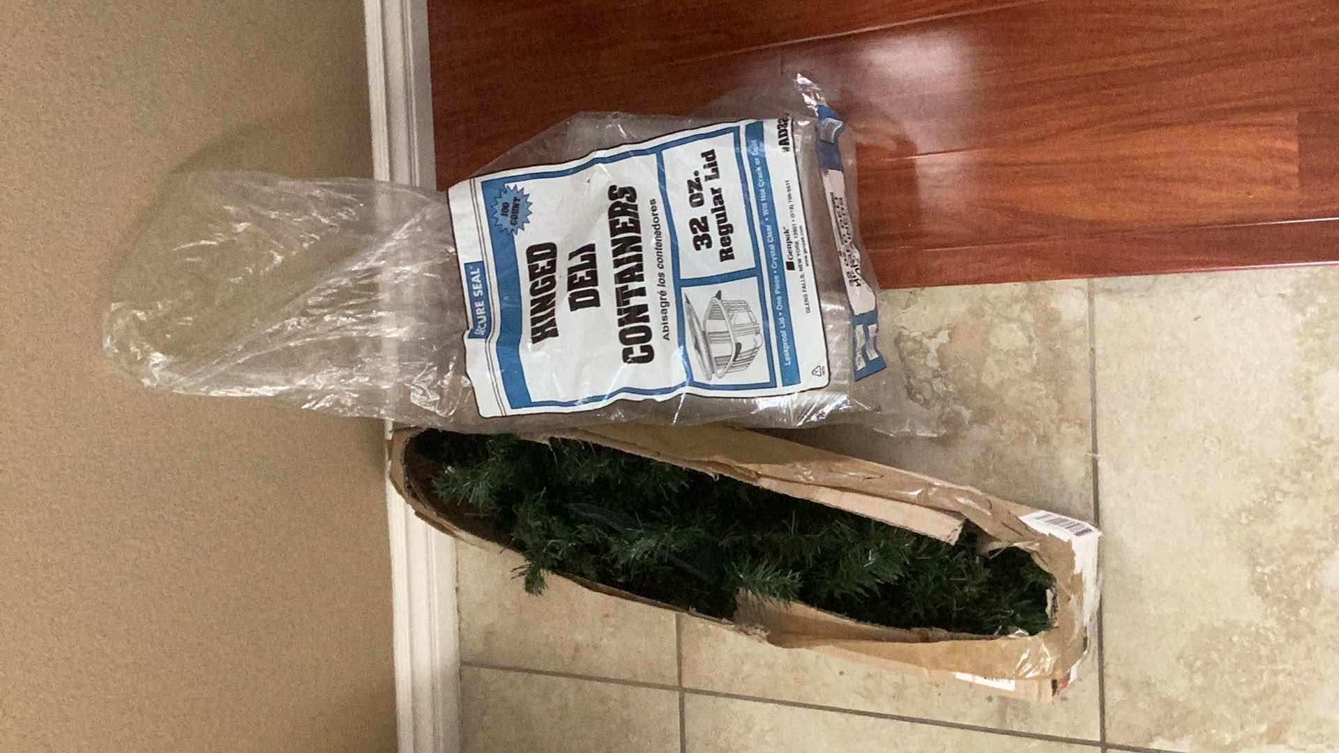 Photo 1 of HINGED DELI CONTAINERS AND A SMALL CHRISTMAS TREE