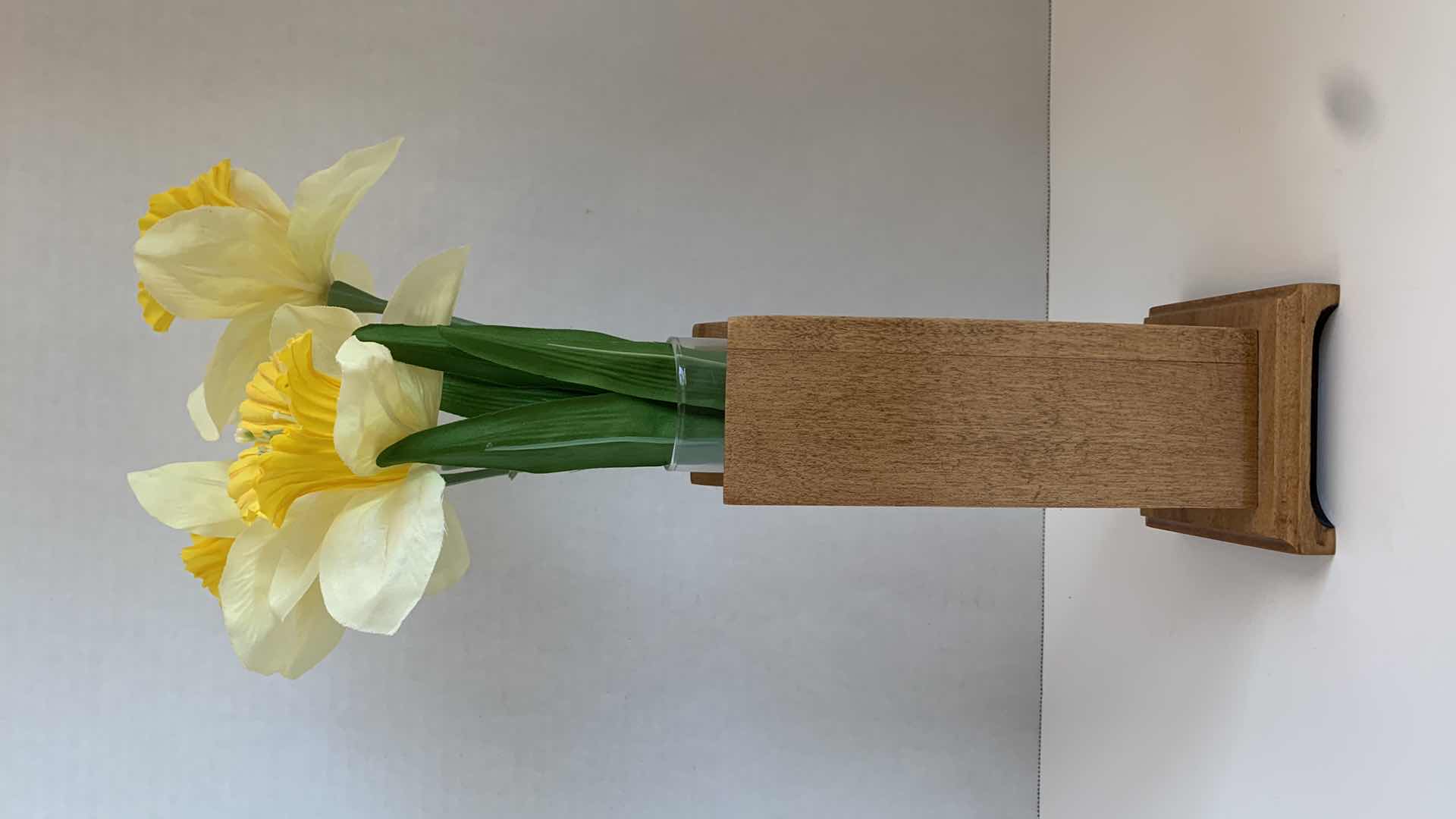 Photo 1 of CONTEMPORARY WOODEN VASE WITH FAKE FLOWERS