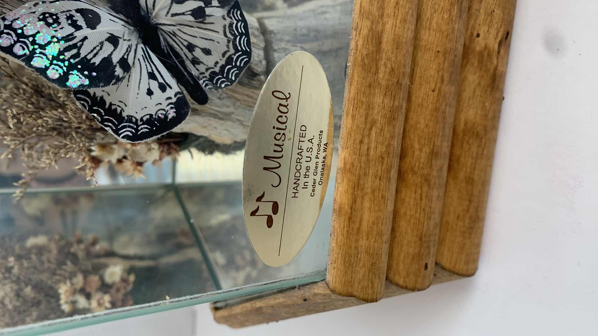 Photo 1 of HANDCRAFTED BUTTERFLY MUSIC BOX 9" TALL TESTED WORKING