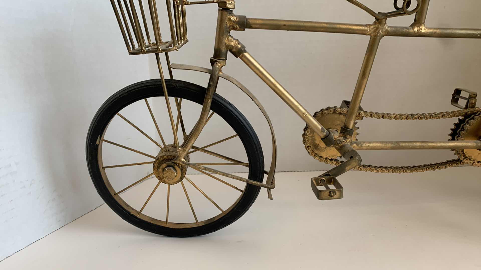 Photo 1 of GOLD PAINTED METAL TANDEM BICYCLE 23" LONG