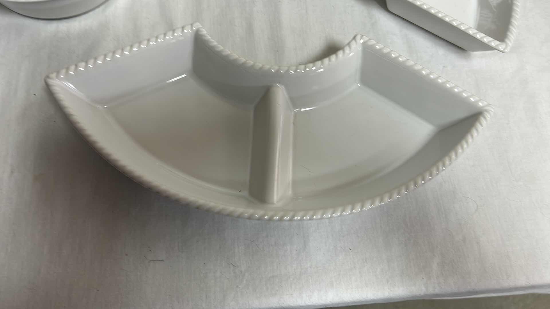 Photo 1 of LAZY SUSAN WITH WHITE PORCELAIN FITTED DISHES