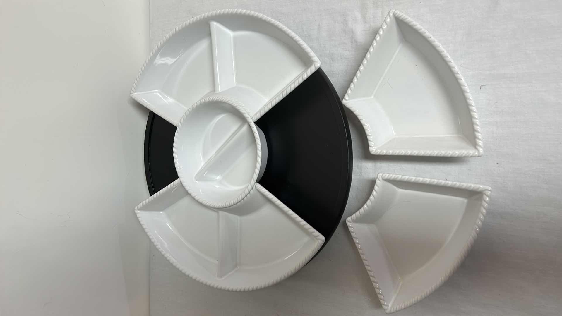 Photo 1 of LAZY SUSAN WITH WHITE PORCELAIN FITTED DISHES