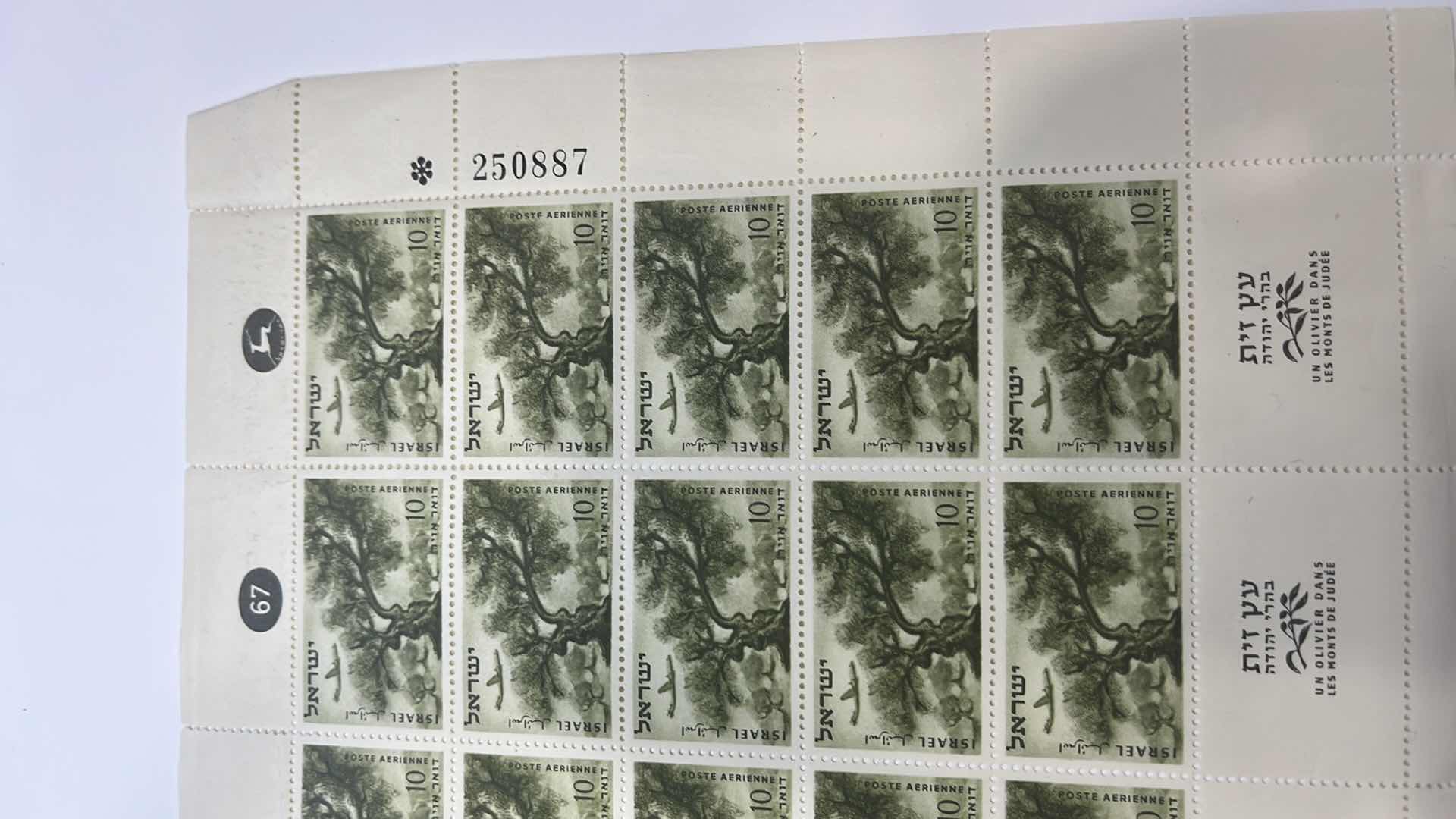 Photo 1 of ISRAEL OLIVE TREE POSTAGE UN OLIVER DANS LAS MONTS DE JUDÉE 25 STAMPS