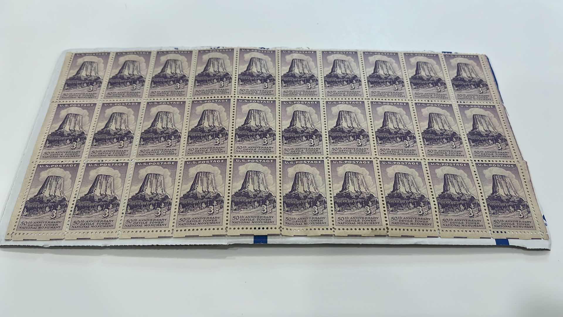 Photo 1 of DEVILS TOWER NATIONAL MONUMENT 50TH ANNIVERSARY 1956 30 STAMPS