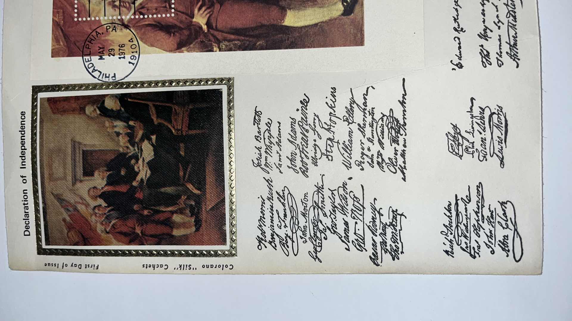 Photo 1 of AMERICAN BICENTENNIAL DECLARATION OF INDEPENDENCE FIRST DATE OF ISSUE 1976 SOUVENIR SHEET