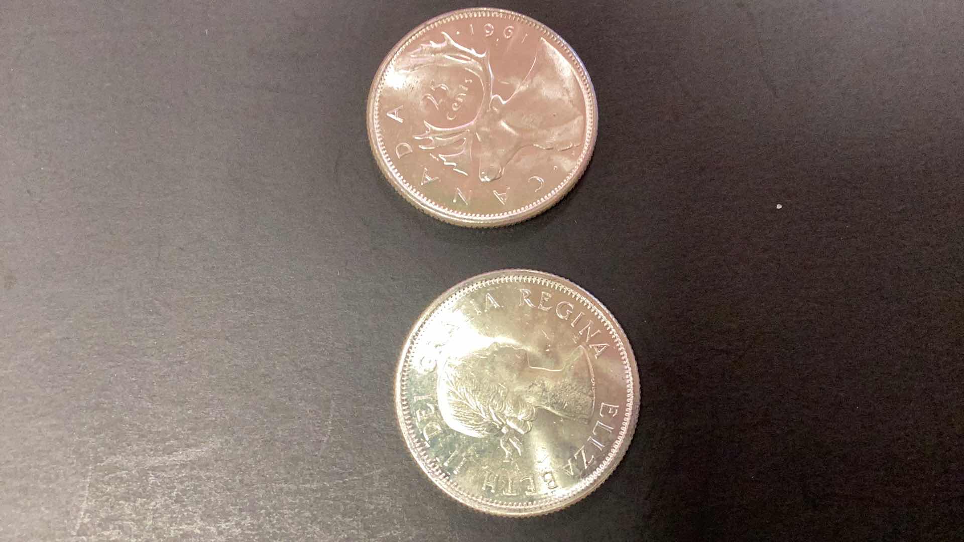 Photo 1 of 1961 CANADIAN QUARTERS 80% SILVER LOT OF TWO