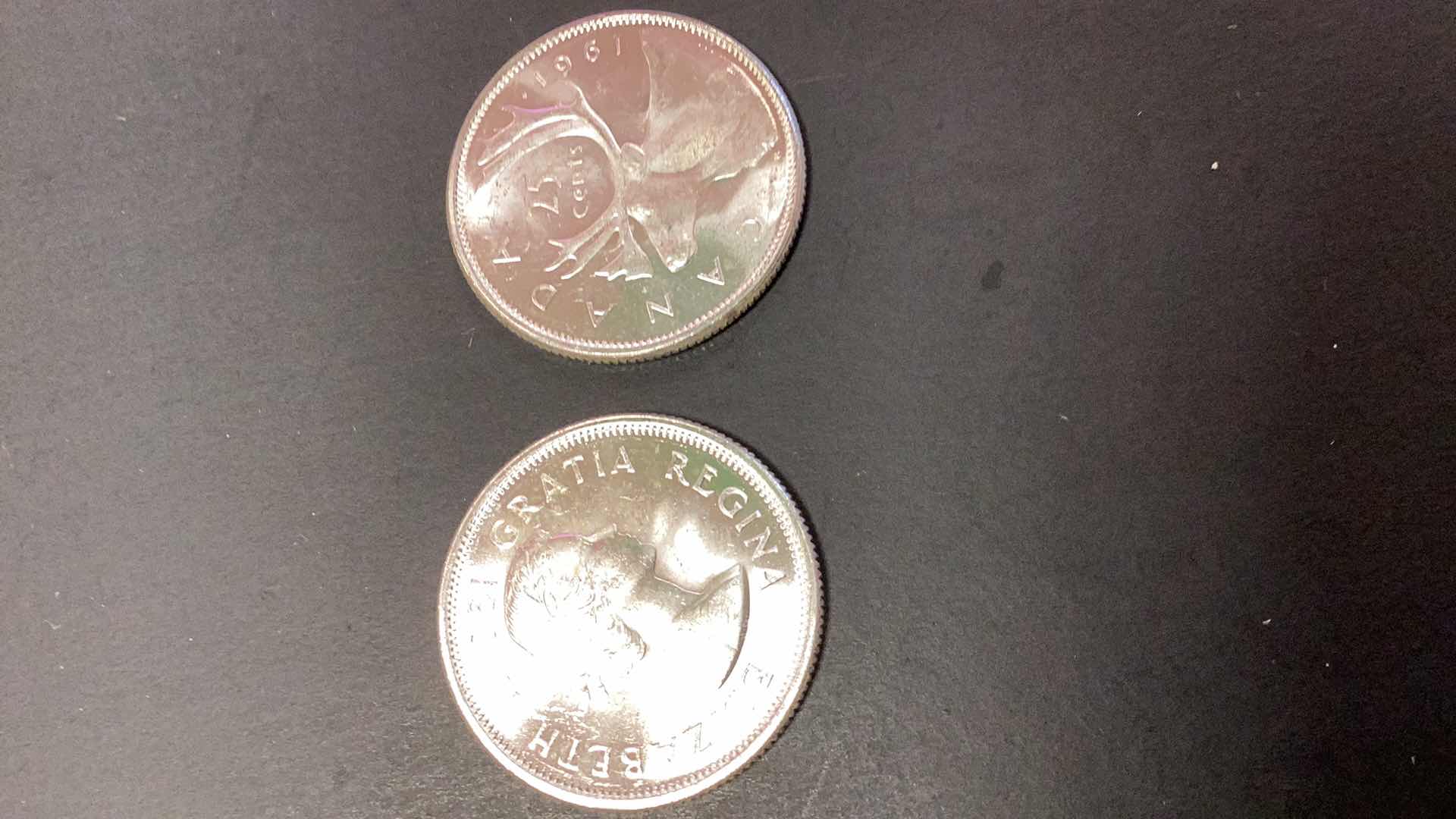 Photo 1 of 1961 CANADIAN QUARTERS 80% SILVER LOT OF TWO