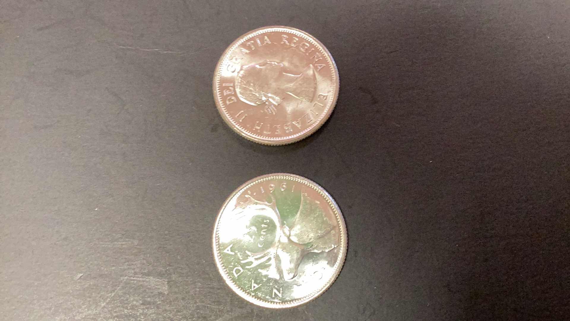 Photo 1 of 1961 CANADIAN QUARTERS 80% SILVER LOT OF TWO