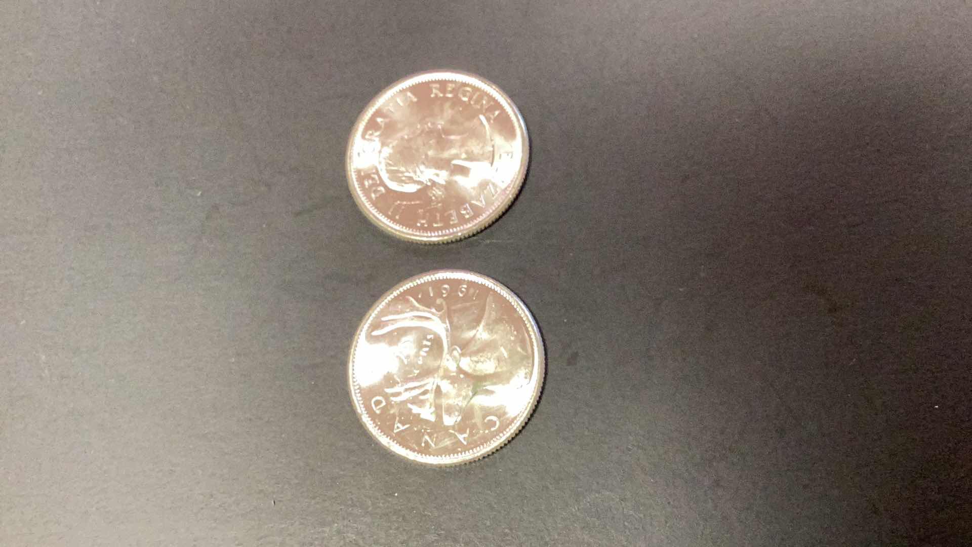 Photo 1 of 1961 CANADIAN QUARTERS 80% SILVER LOT OF TWO