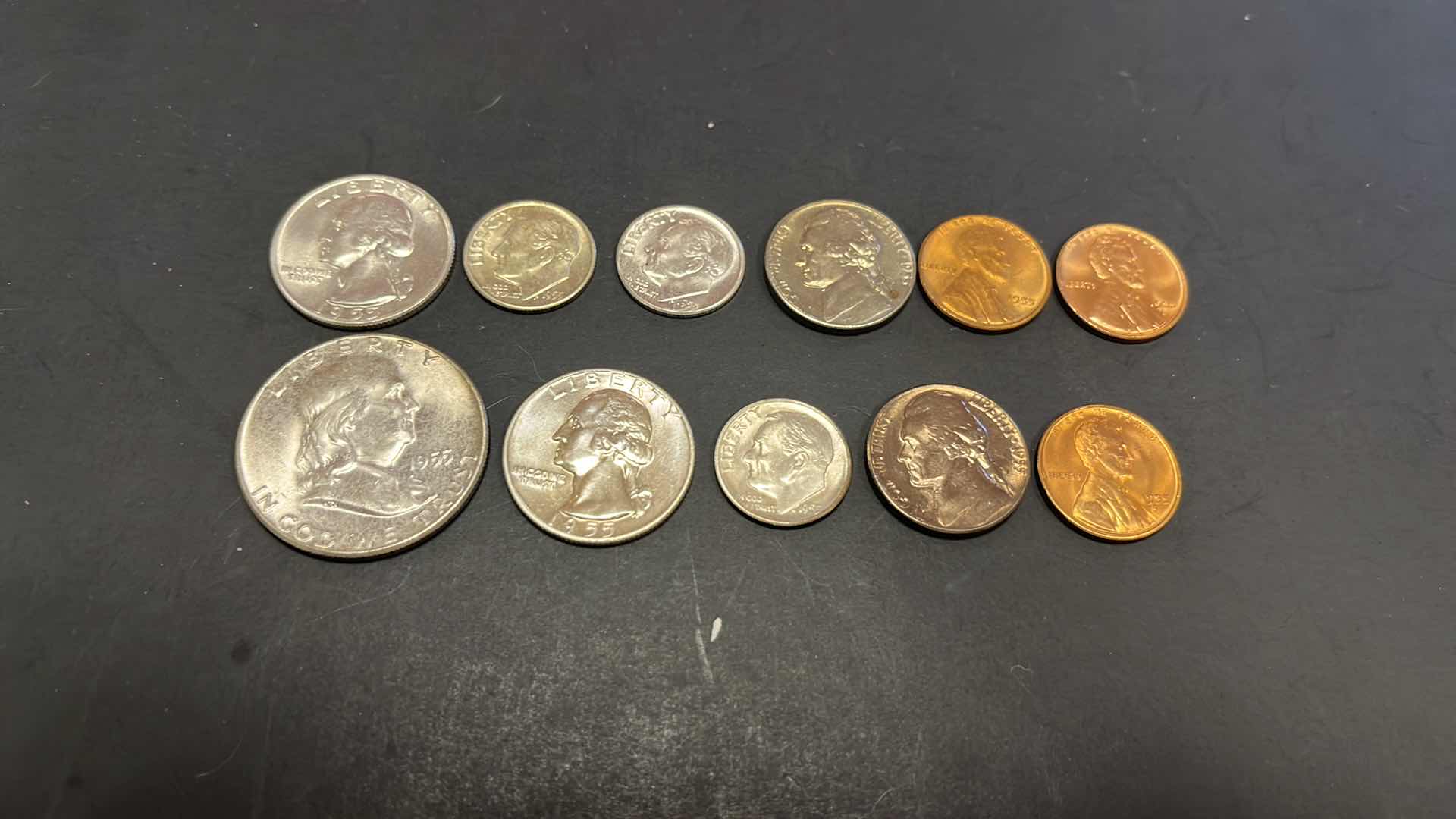 Photo 1 of 1955 UNITED STATES ONE COMPLETE SET, ANOTHER SET OF 6 COINS