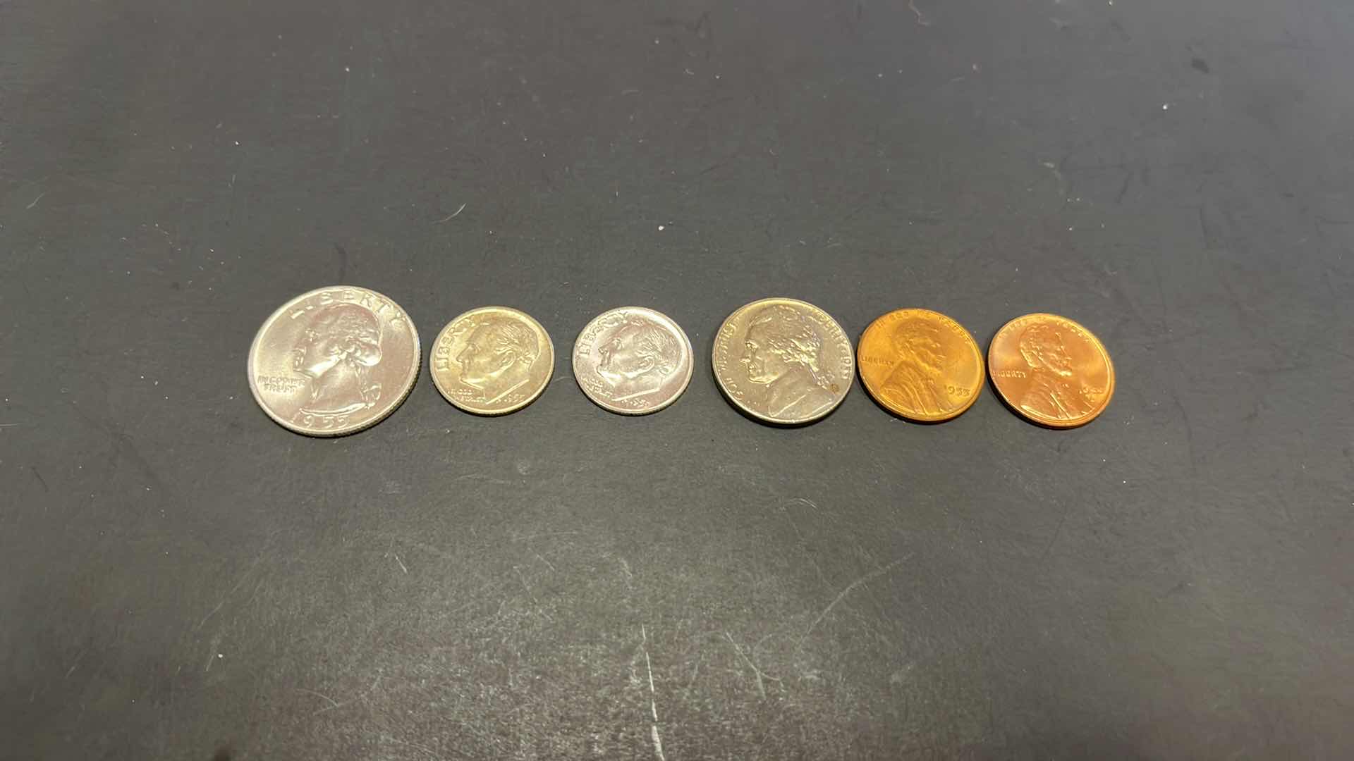 Photo 1 of 1955 UNITED STATES ONE COMPLETE SET, ANOTHER SET OF 6 COINS