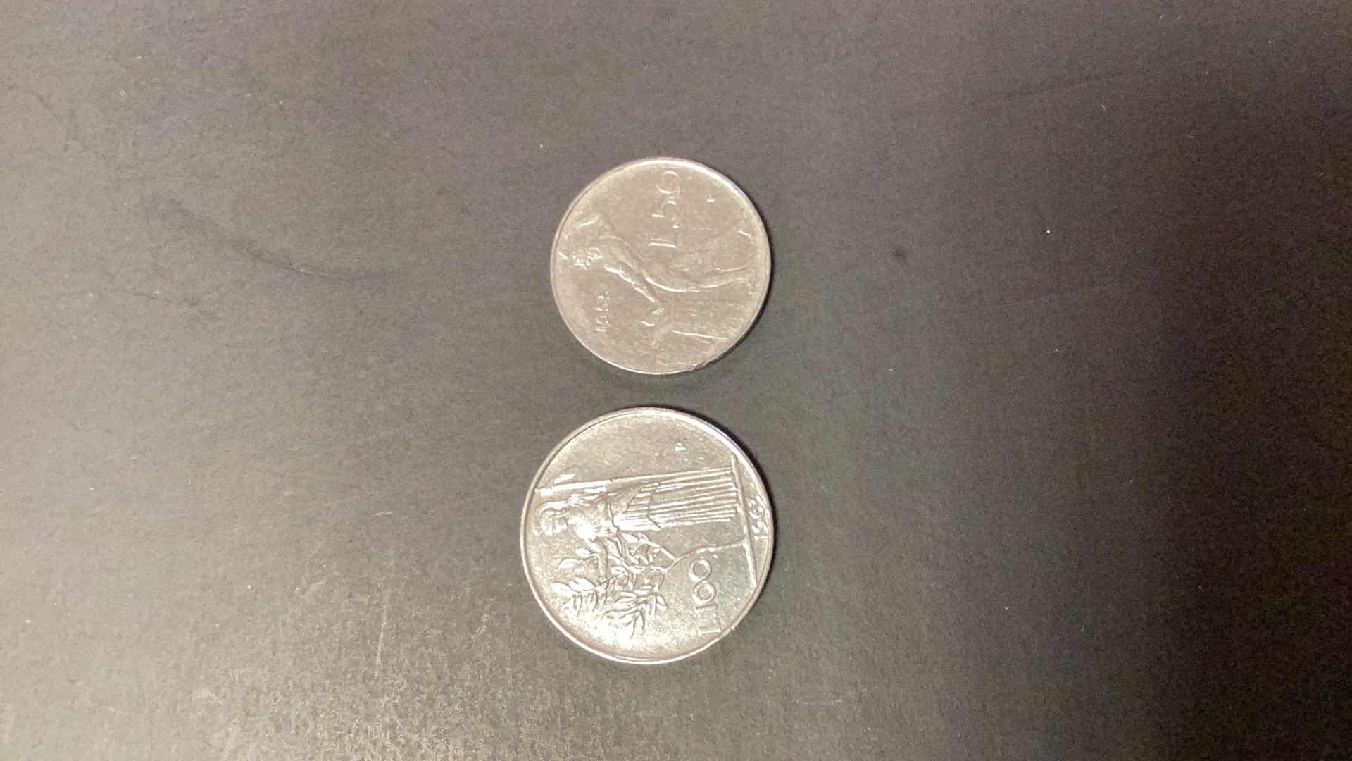 Photo 1 of 1955,1963 ITALY L.50 COIN AND 100 LIRA COIN