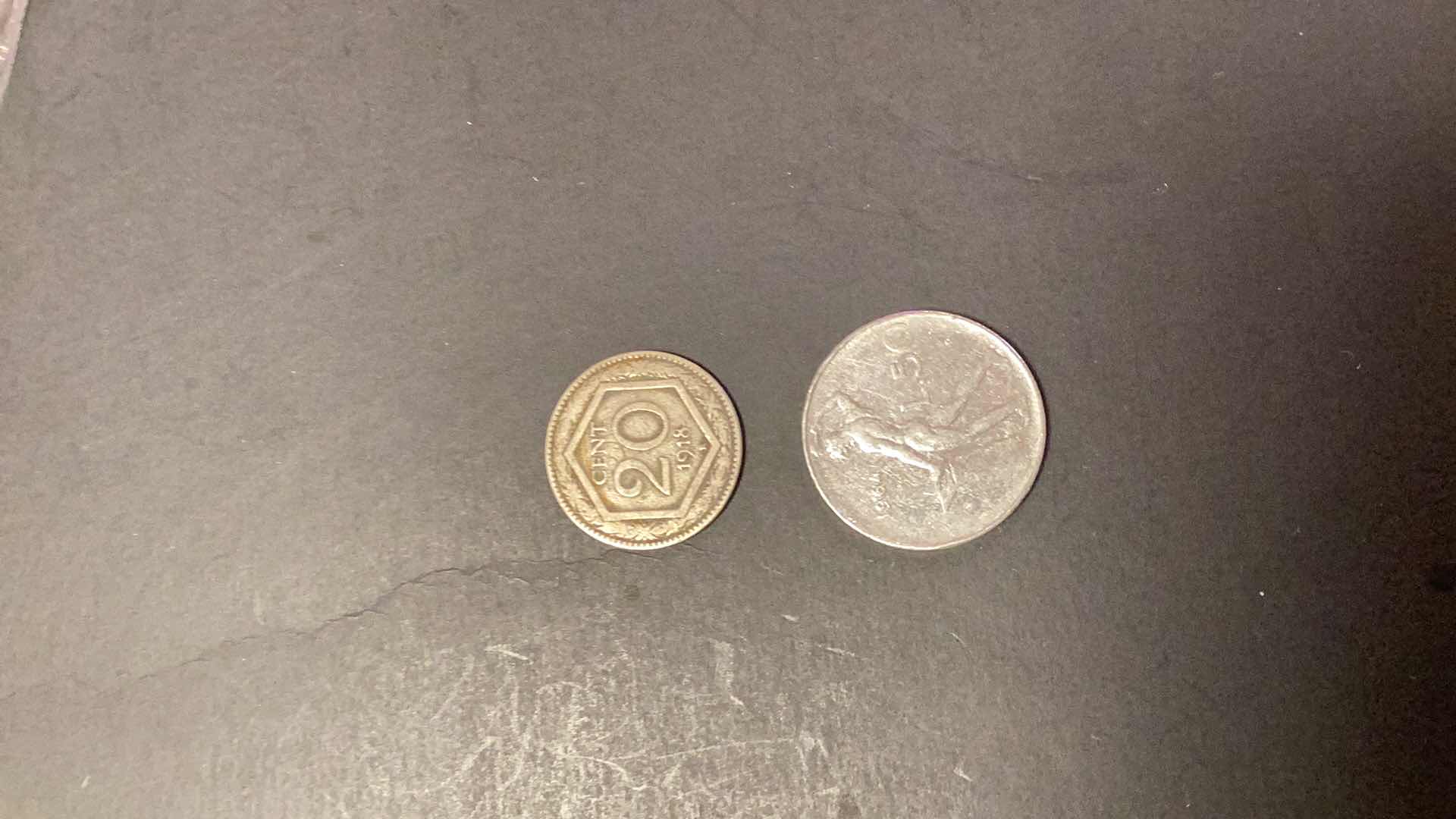 Photo 1 of 1918 ITALY 20 CENT AND 1964 ITALY 50 LIRA COINS