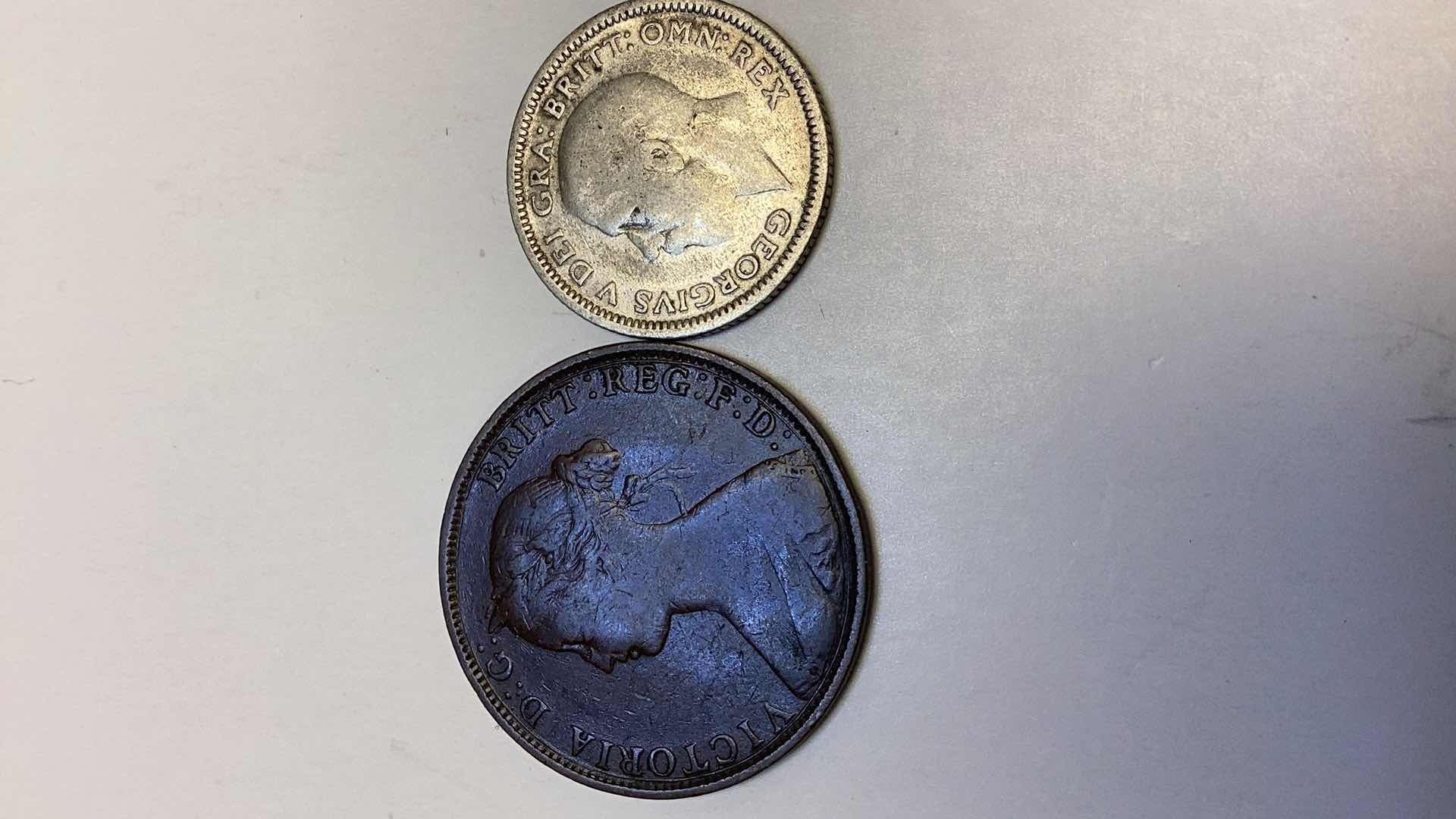 Photo 1 of GREAT BRITAIN 1861 HALF PENNY, 1926 6 PENCE