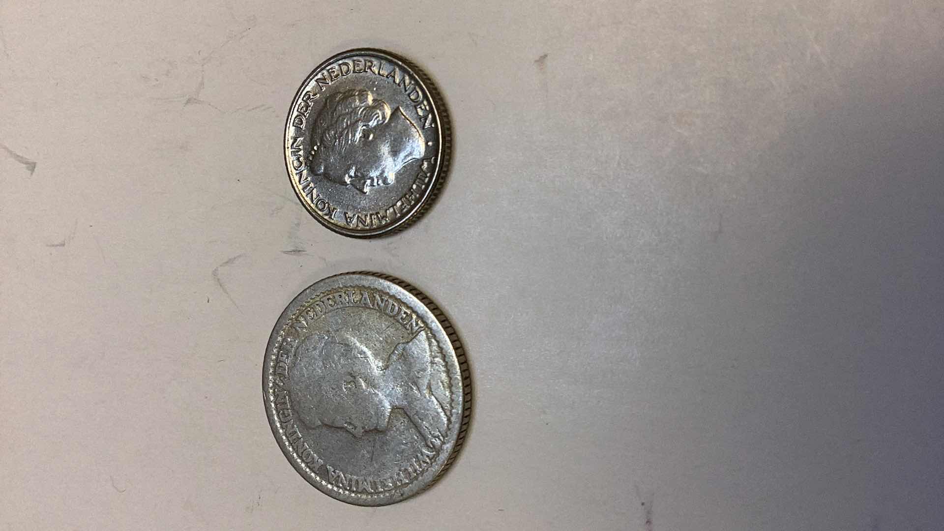 Photo 1 of NETHERLANDS 1939 25 CENTS, 1948 10 CENT