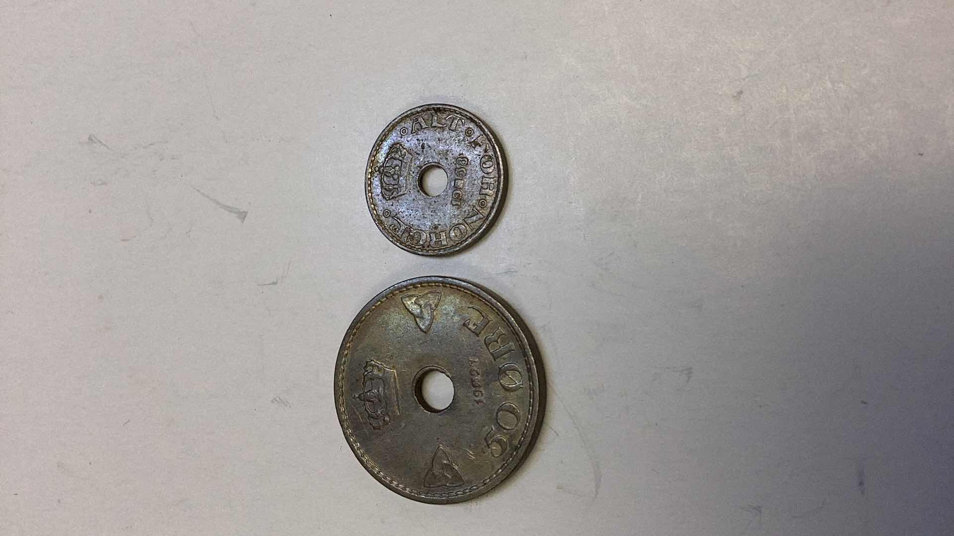 Photo 1 of NORWAY 1927 50 ORE AND 1938 TEN ORE