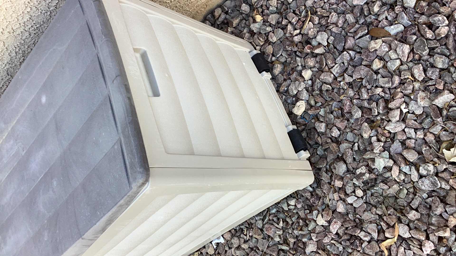 Photo 2 of 83 GALLON PLASTIC OUTDOOR STORAGE CHEST 46” X 21” H 26