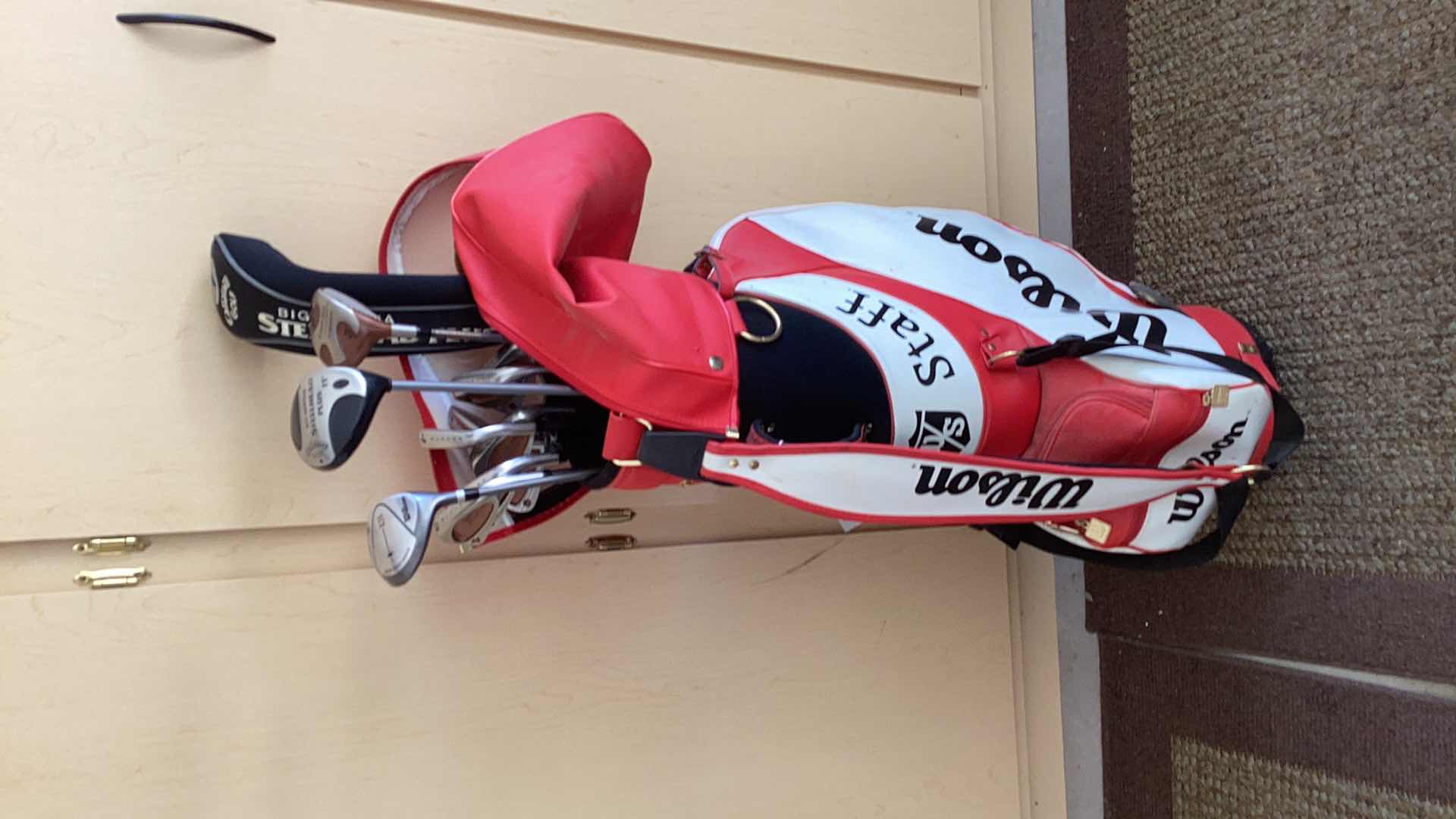 Photo 1 of CALLAWAY BIG BERTHA STEELHEAD PLUS DRIVER, TAYLOR MADE 3 WOOD, TALYOR MADE OVER SIZE BURNER IRONS, WILSON STAFF BAG