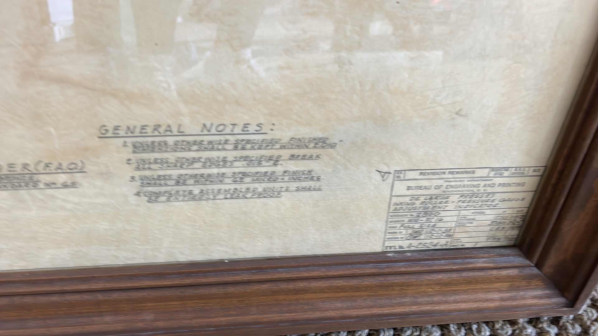 Photo 8 of ORIGINAL DRAWING/ENGRAVING BLUE PRINT WOOD FRAMED 41“ x 34“