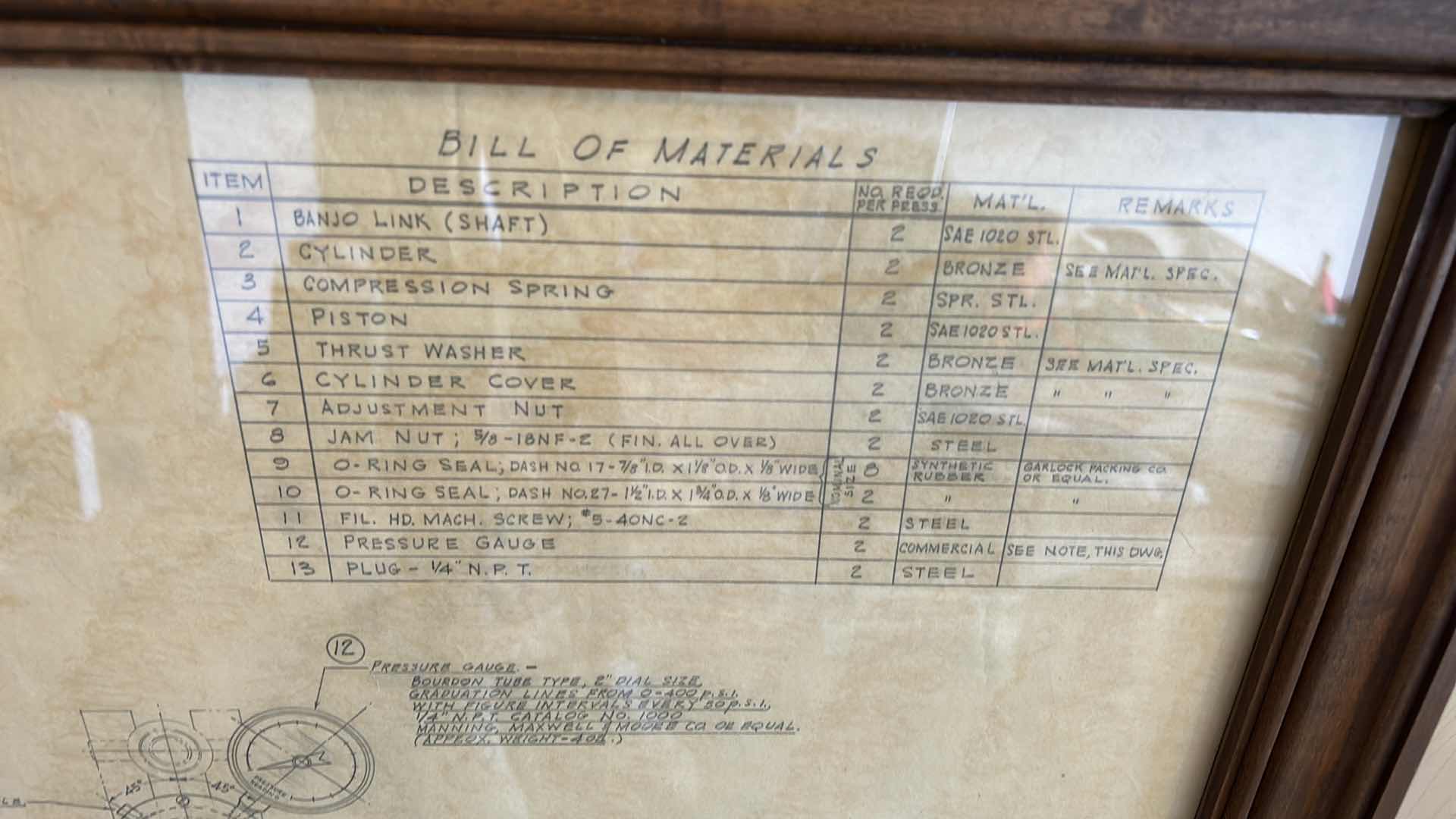 Photo 6 of ORIGINAL DRAWING/ENGRAVING BLUE PRINT WOOD FRAMED 41“ x 34“