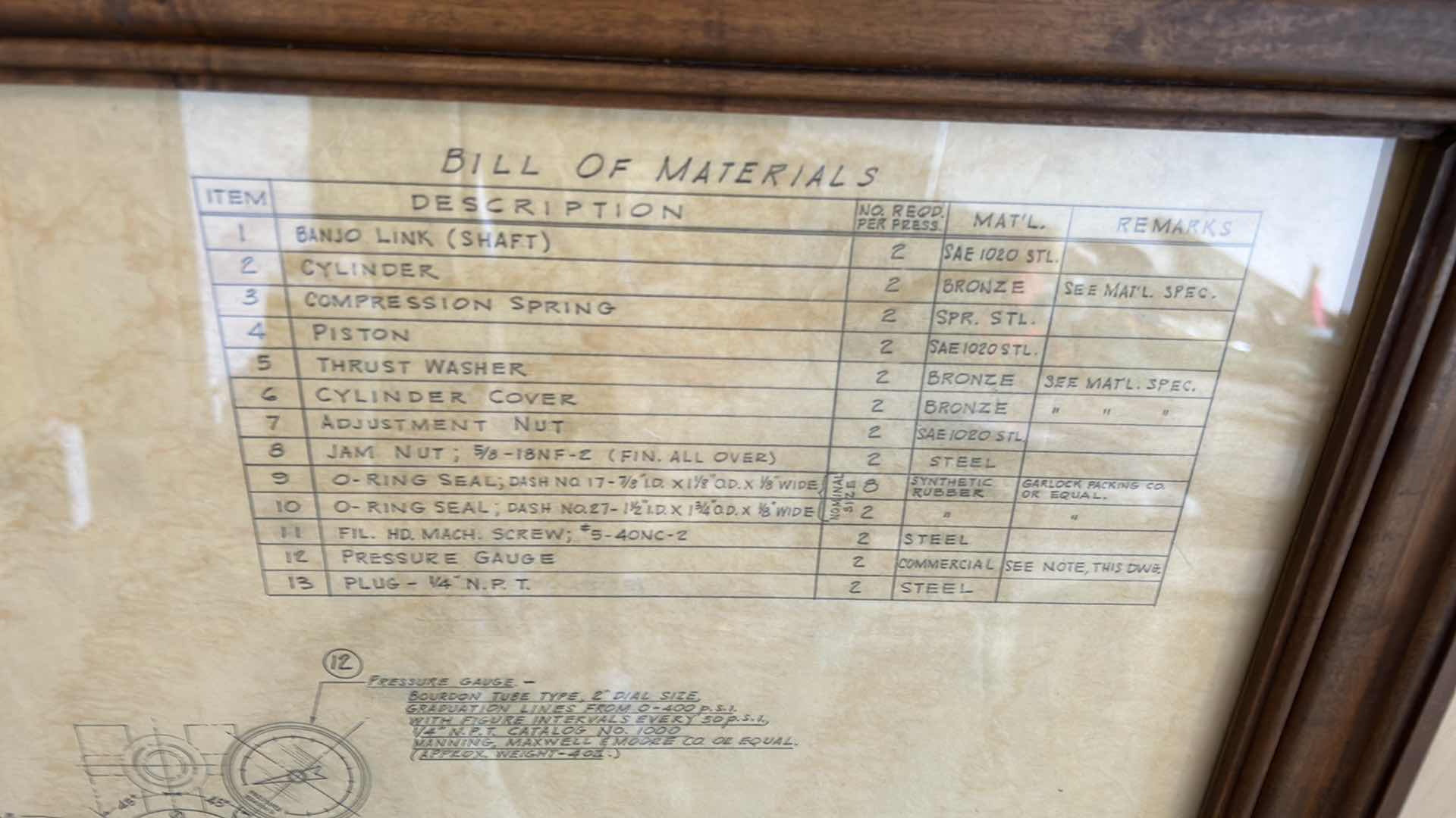 Photo 7 of ORIGINAL DRAWING/ENGRAVING BLUE PRINT WOOD FRAMED 41“ x 34“