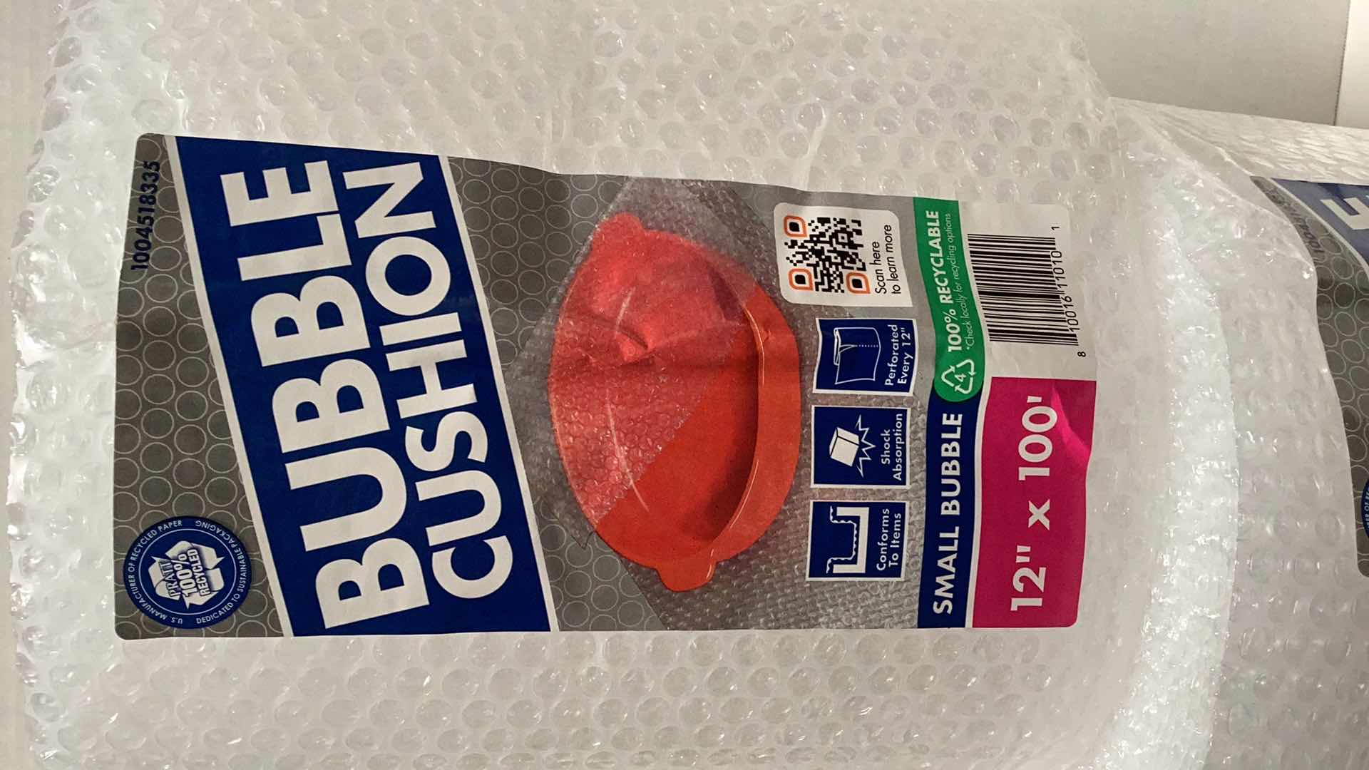 Photo 2 of 2 X BUBBLE CUSHION 12” X 100 FEET, 3/16 BUBBLE, PERFORATED EVERY 12” 