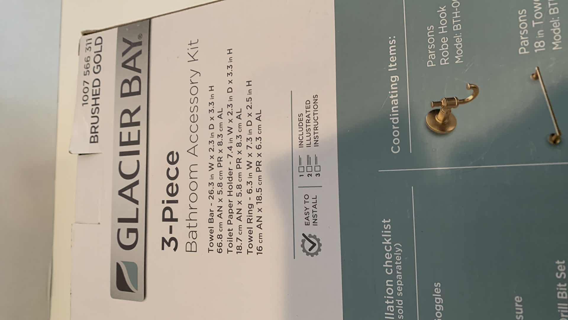 Photo 1 of GLACIER BAY 3-PIECE BATHROOM ACCESSORY KIT BRUSHED GOLD 1007 566 311