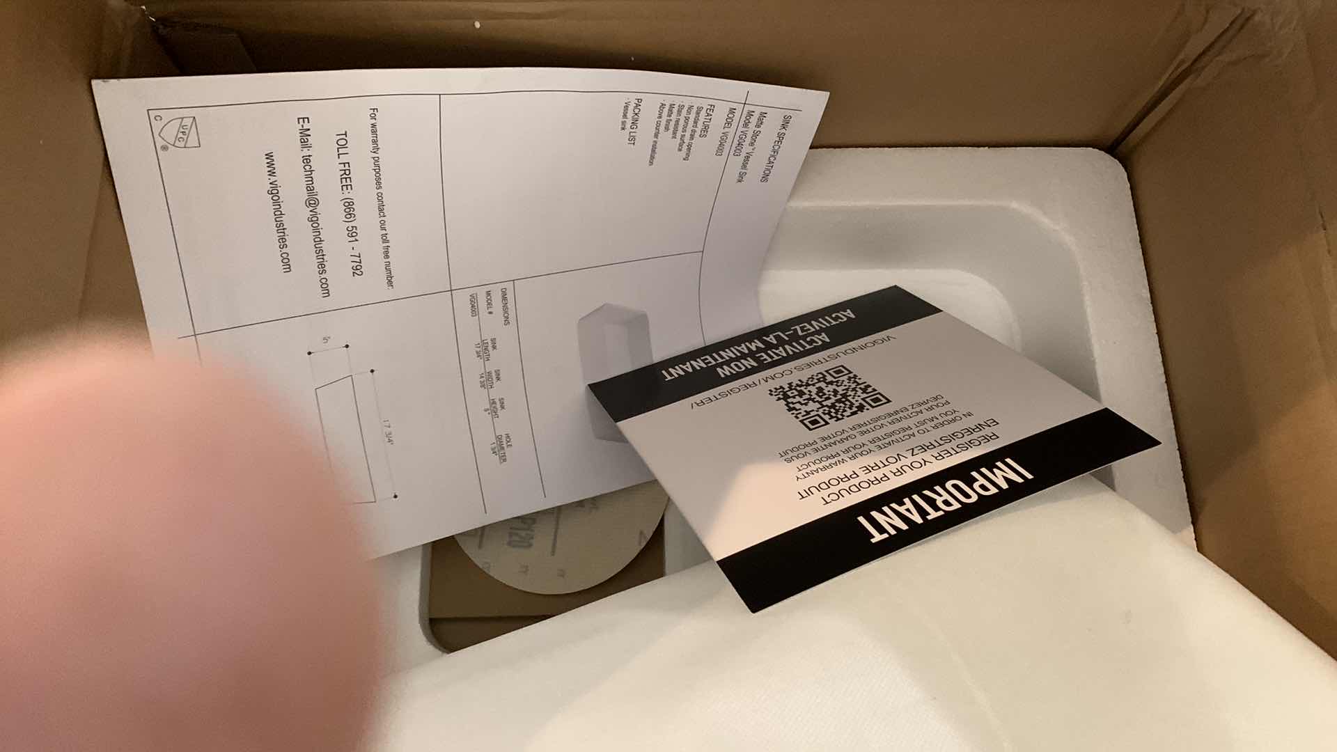 Photo 1 of VIGO MATTE STONE VESSEL BATHROOM SINK 18” X 14” MODEL VG04003