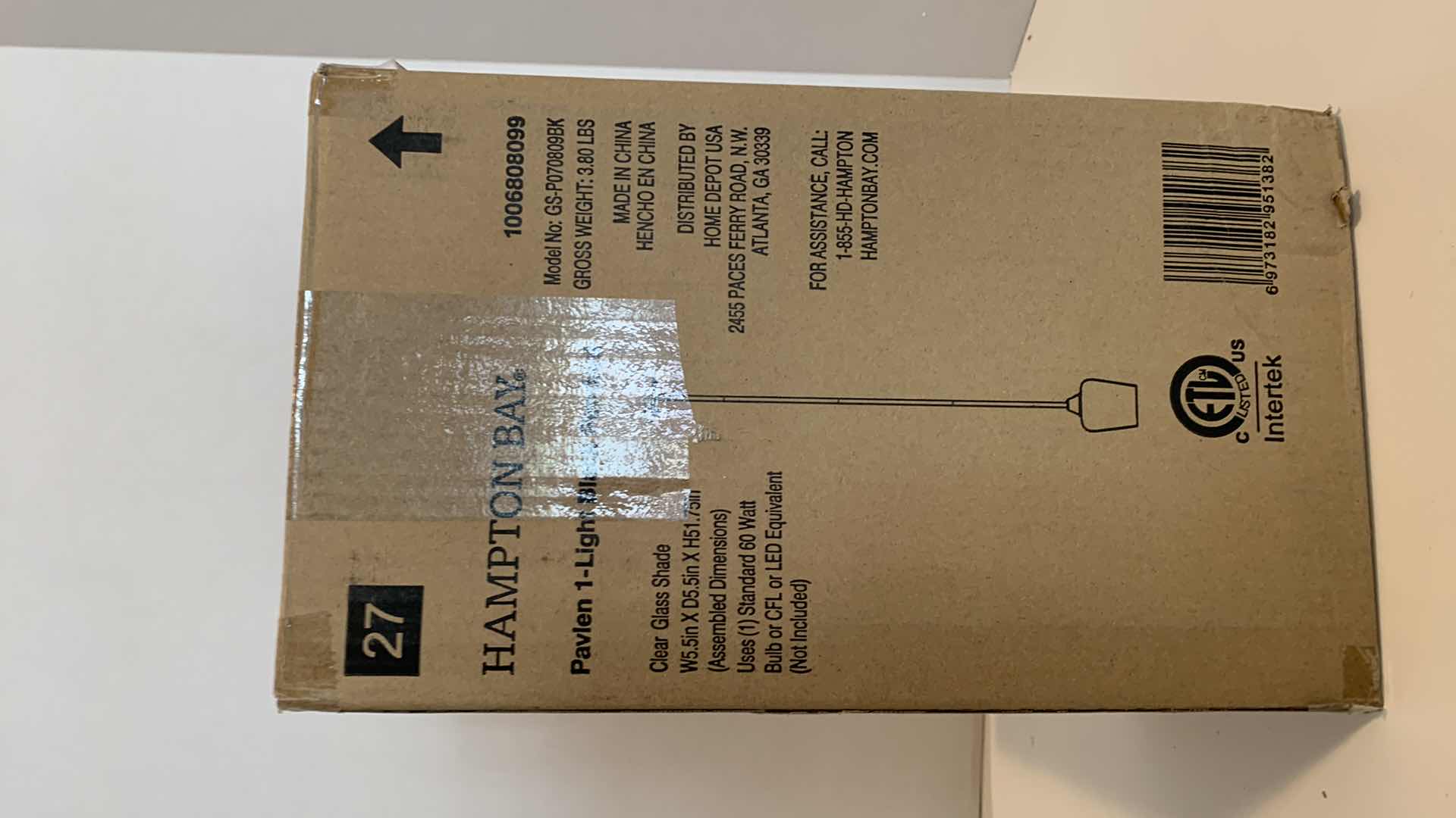 Photo 1 of HAMPTON BAY PAVLEN 1-LIGHT BLACK PENDANT