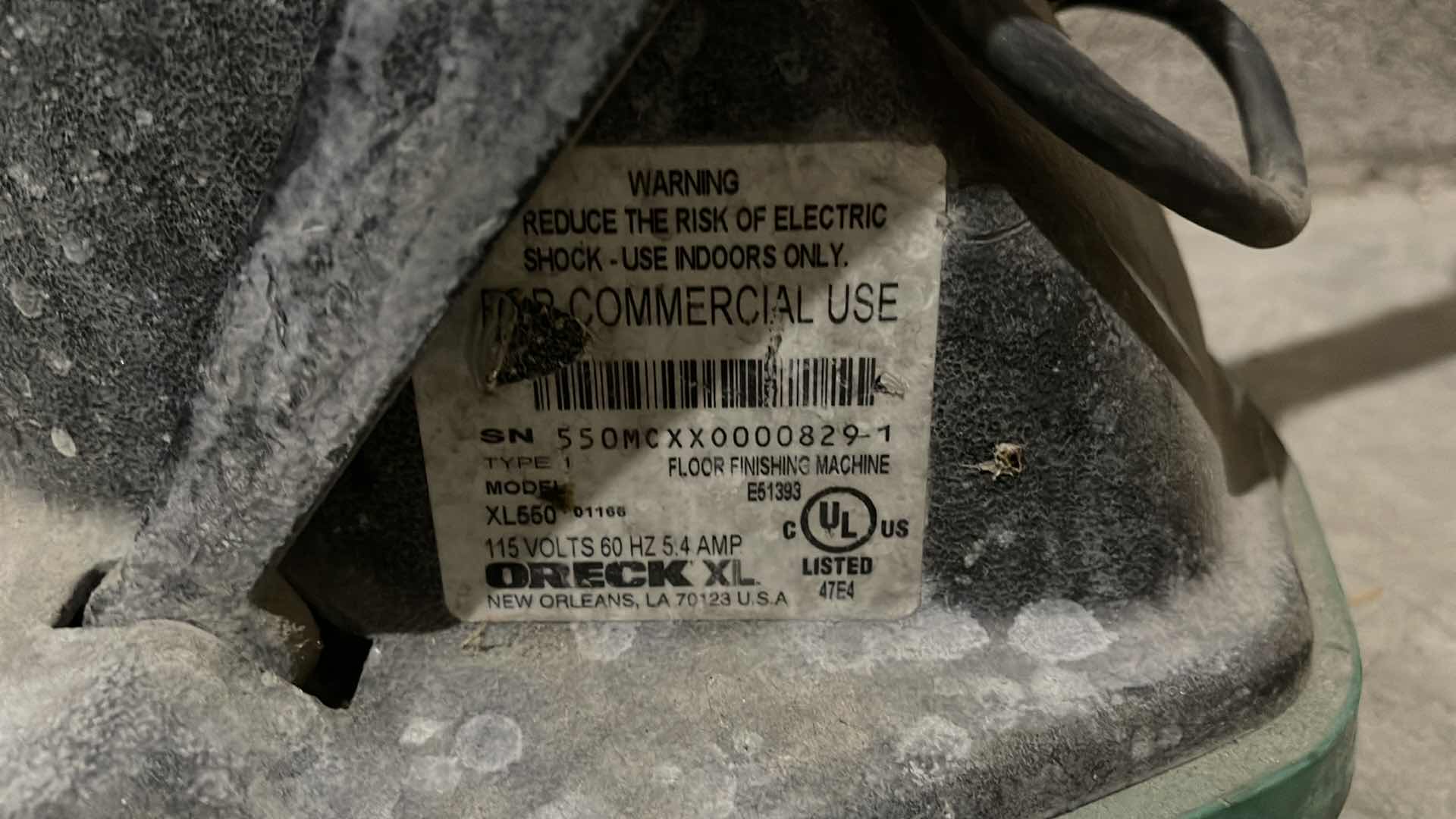 Photo 1 of ORECK FLOOR FINISHING MACHINE FOR COMMERCIAL USE