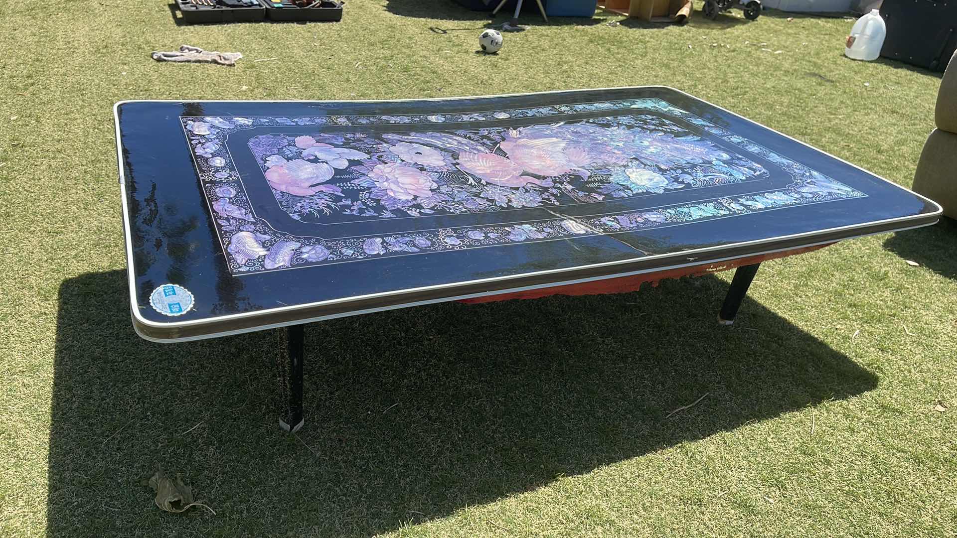 Photo 1 of LOW PROFILE ASIAN MOTIF LACQUER TABLE  IMPORTED 48 X 30 X 12